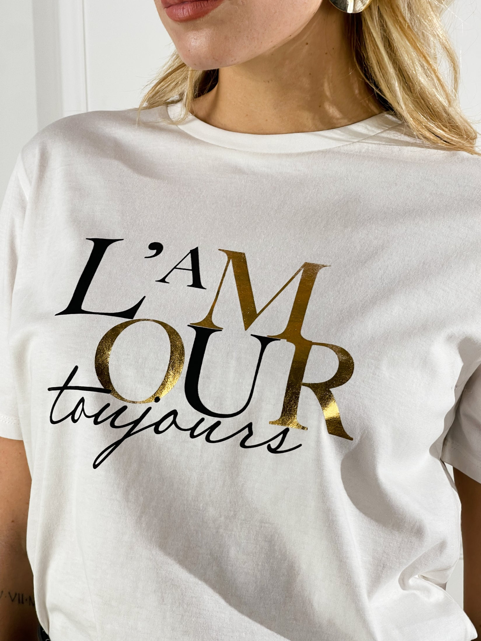T-Shirt Chic|Colore:Bianco/oro