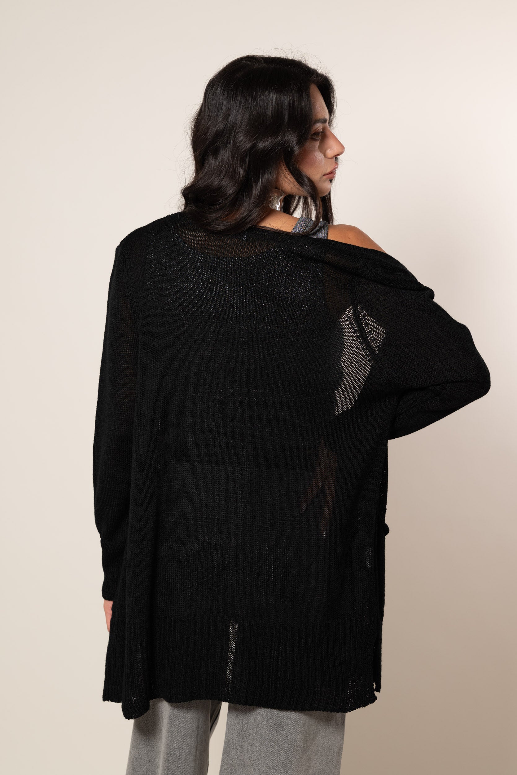 Cardigan Perlato|Colore:Nero