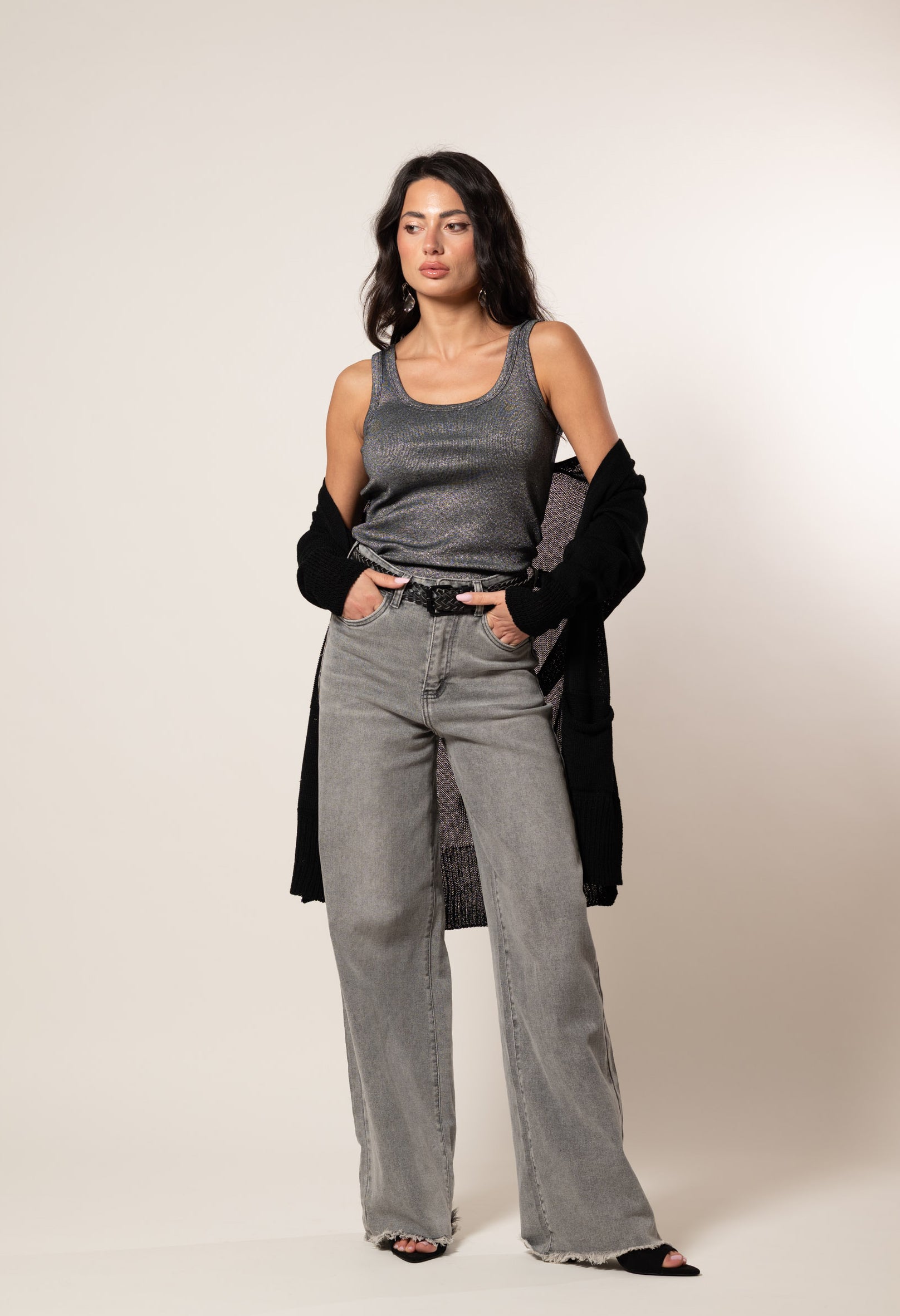 Canotta Lurex|Colore:Nero