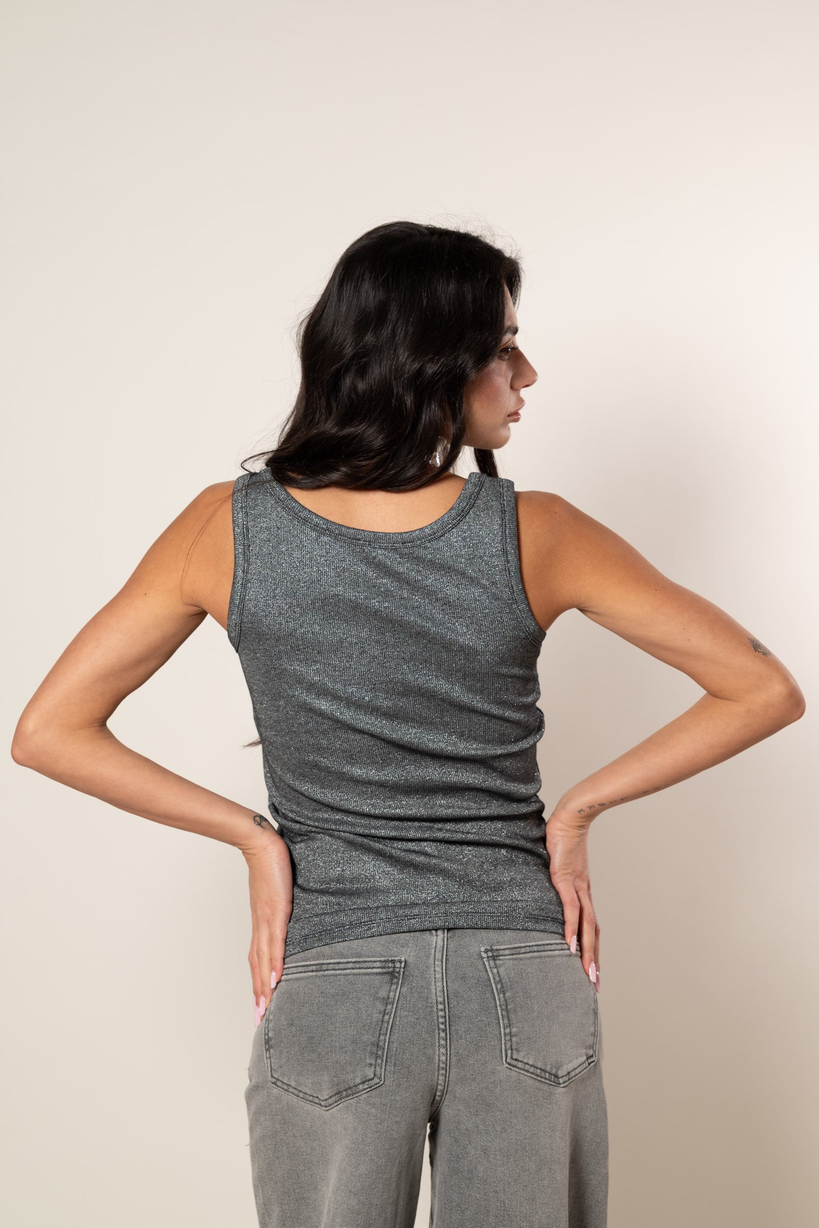 Canotta Lurex|Colore:Nero