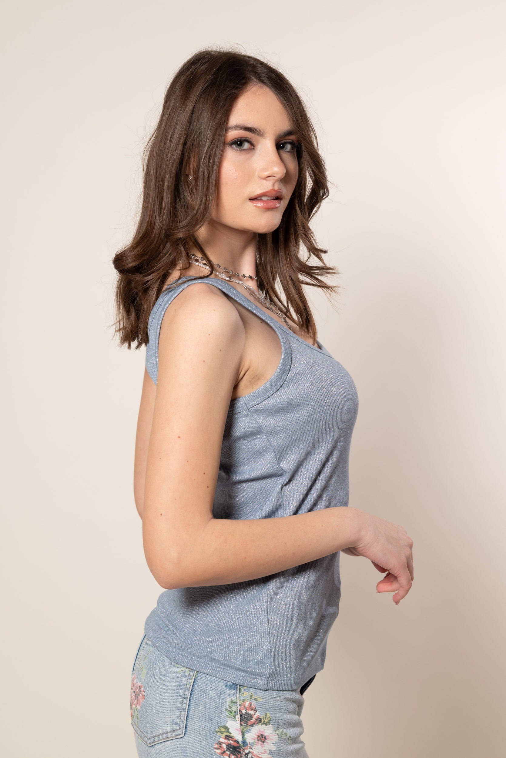 Canotta Lurex|Colore:Denim