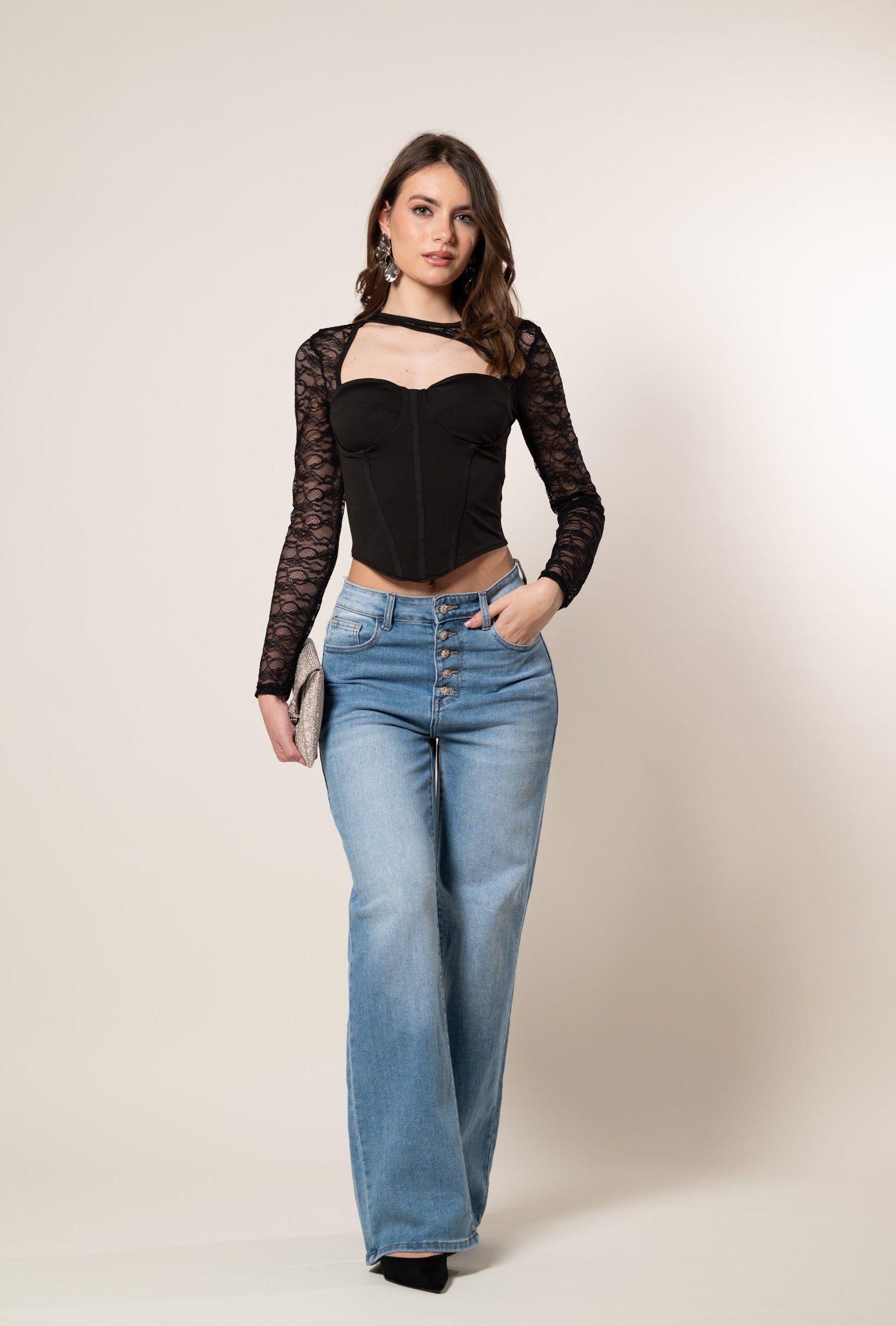 JEAns button fly gioiello|Colore:Blu medio