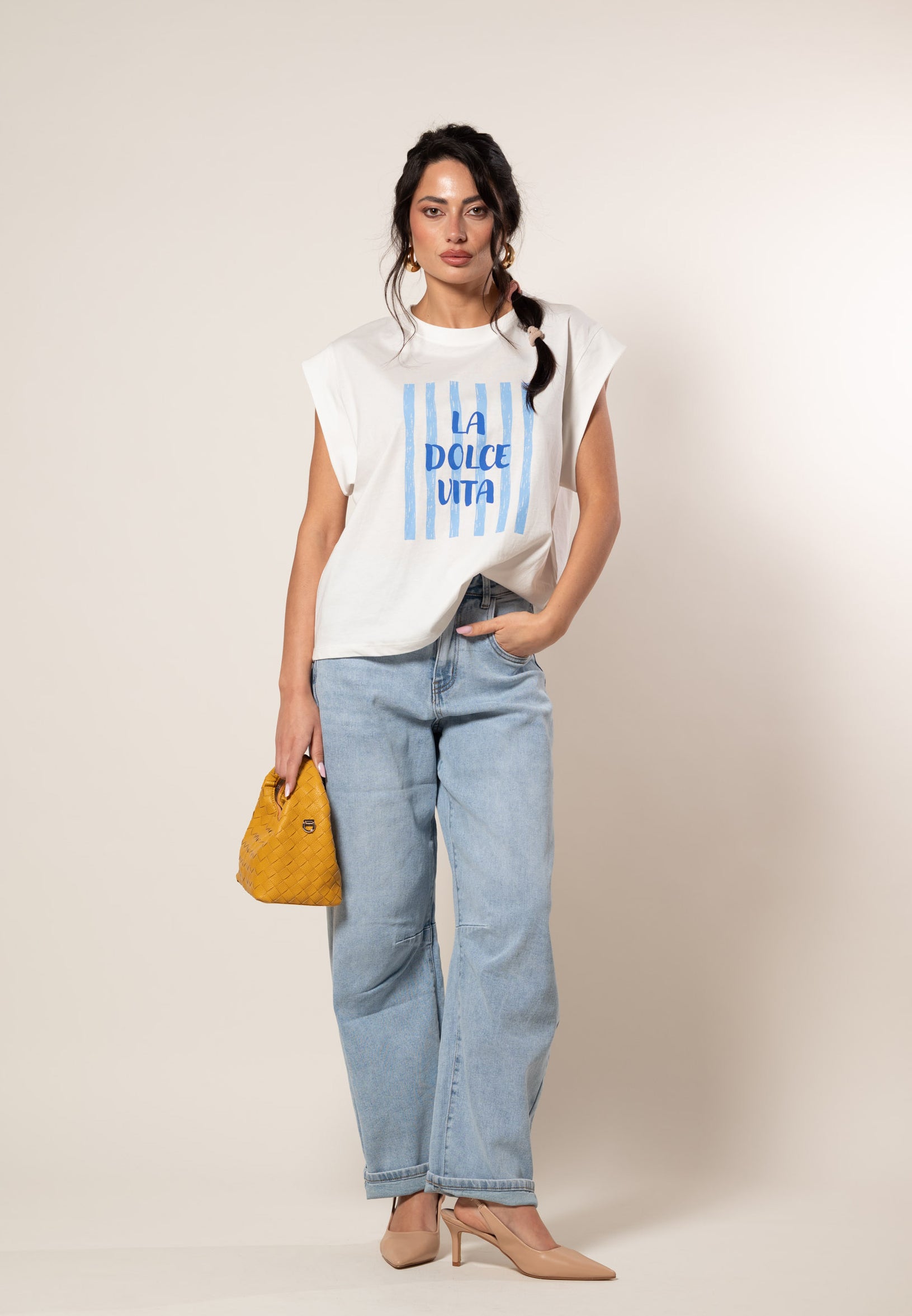 T-shirt la dolce vita|Colore:Bianco latte