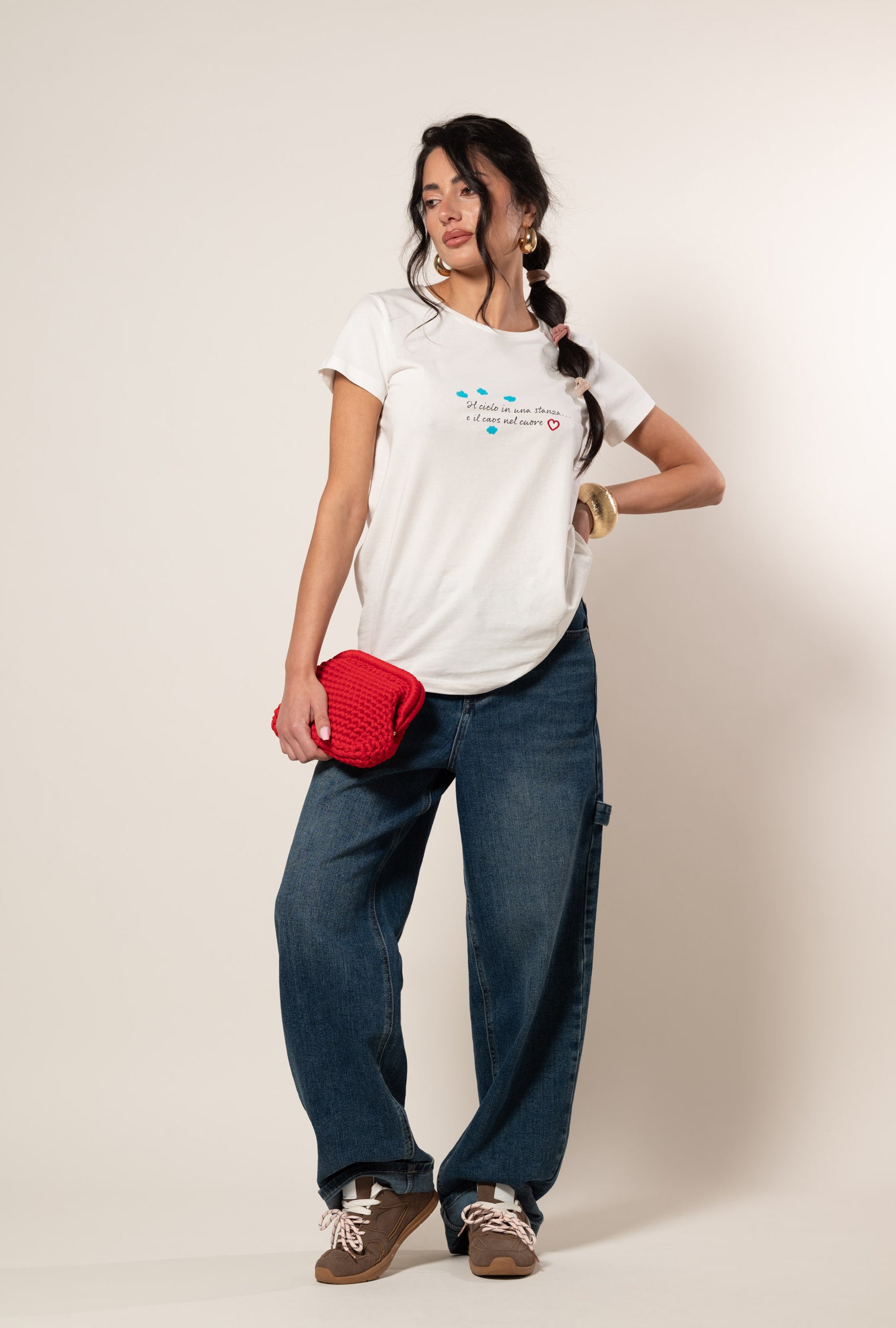 T shirt Caos nel cuore|Colore:Bianco latte