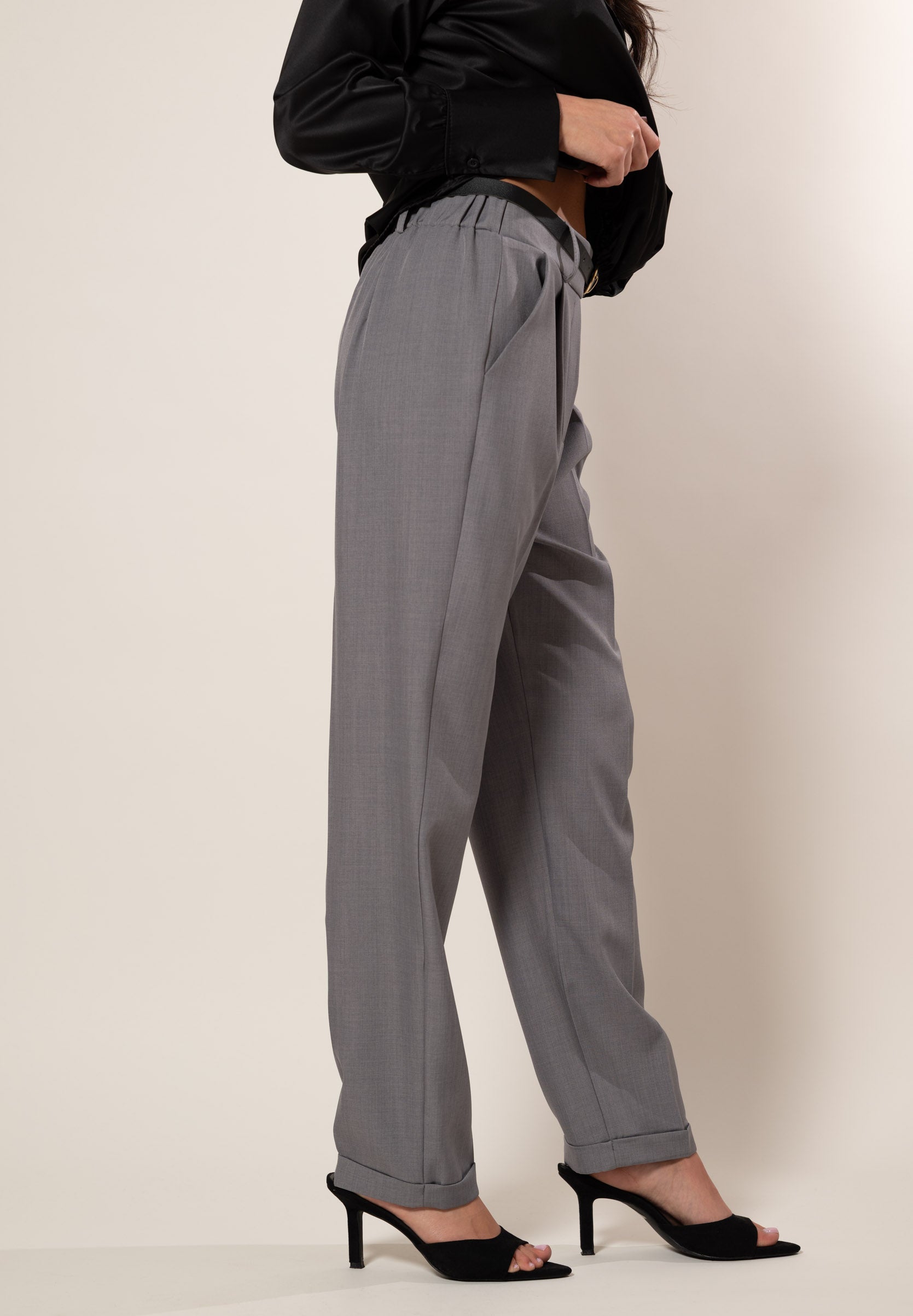 Pantaloni con cintura|Colore:Grigio