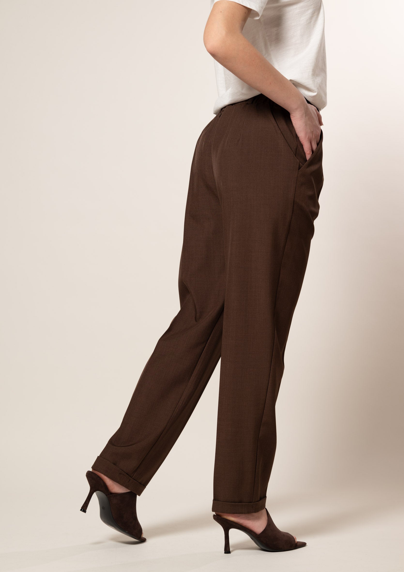 Pantaloni con cintura|Colore:Cacao