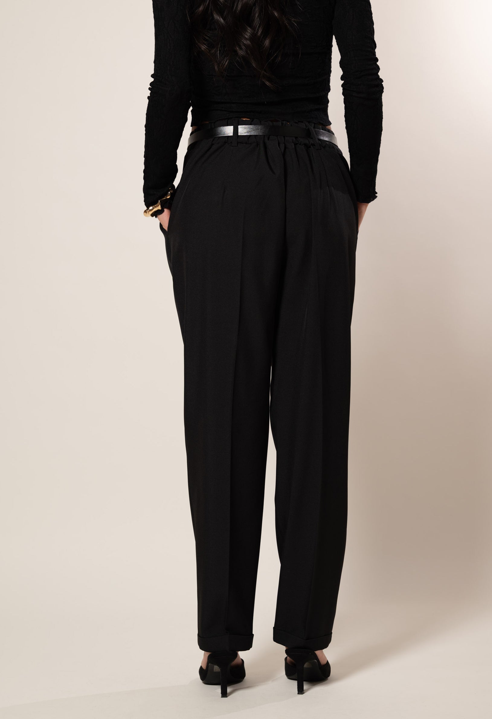 Pantaloni con cintura|Colore:Nero