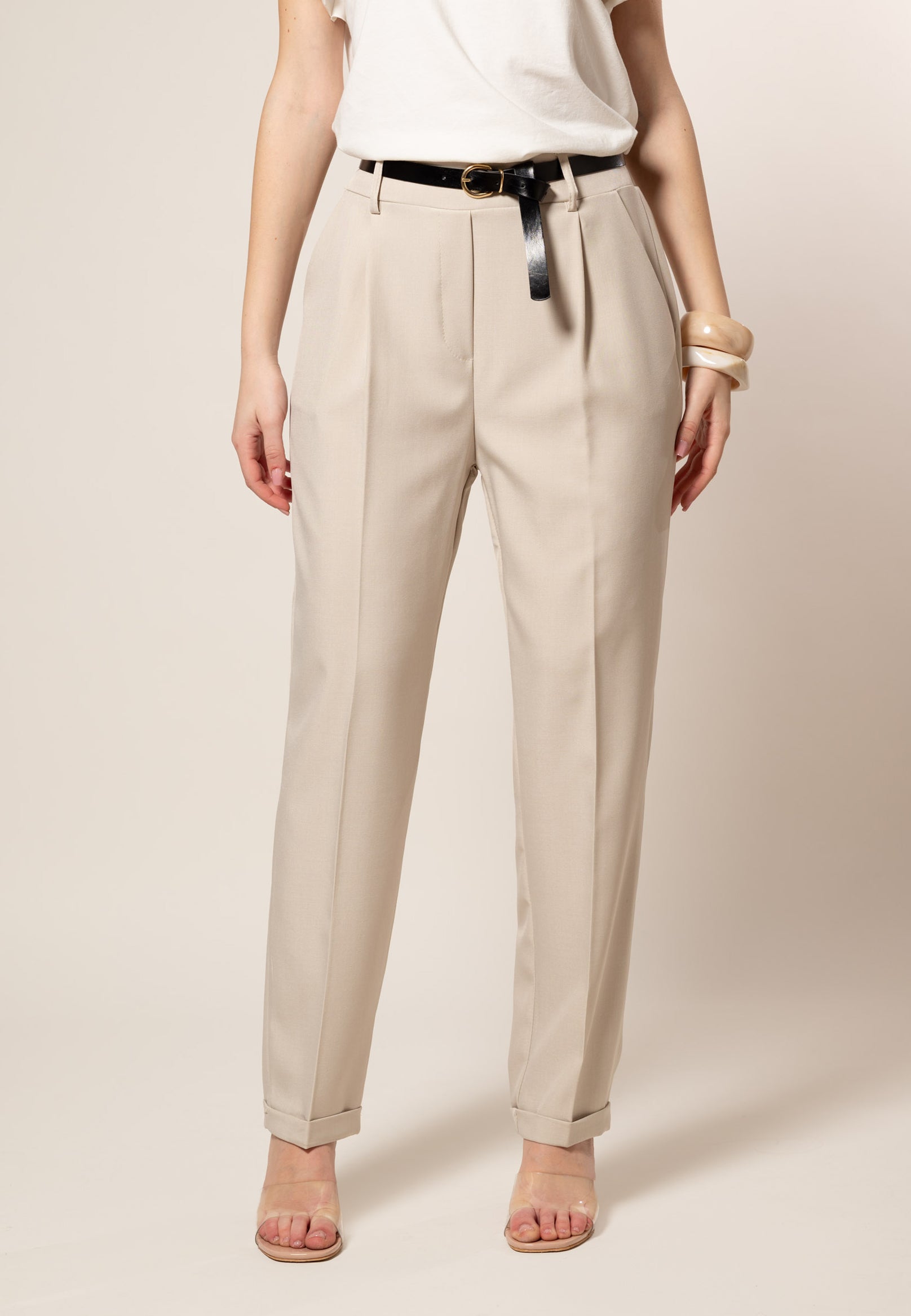 Pantaloni con cintura|Colore:Beige