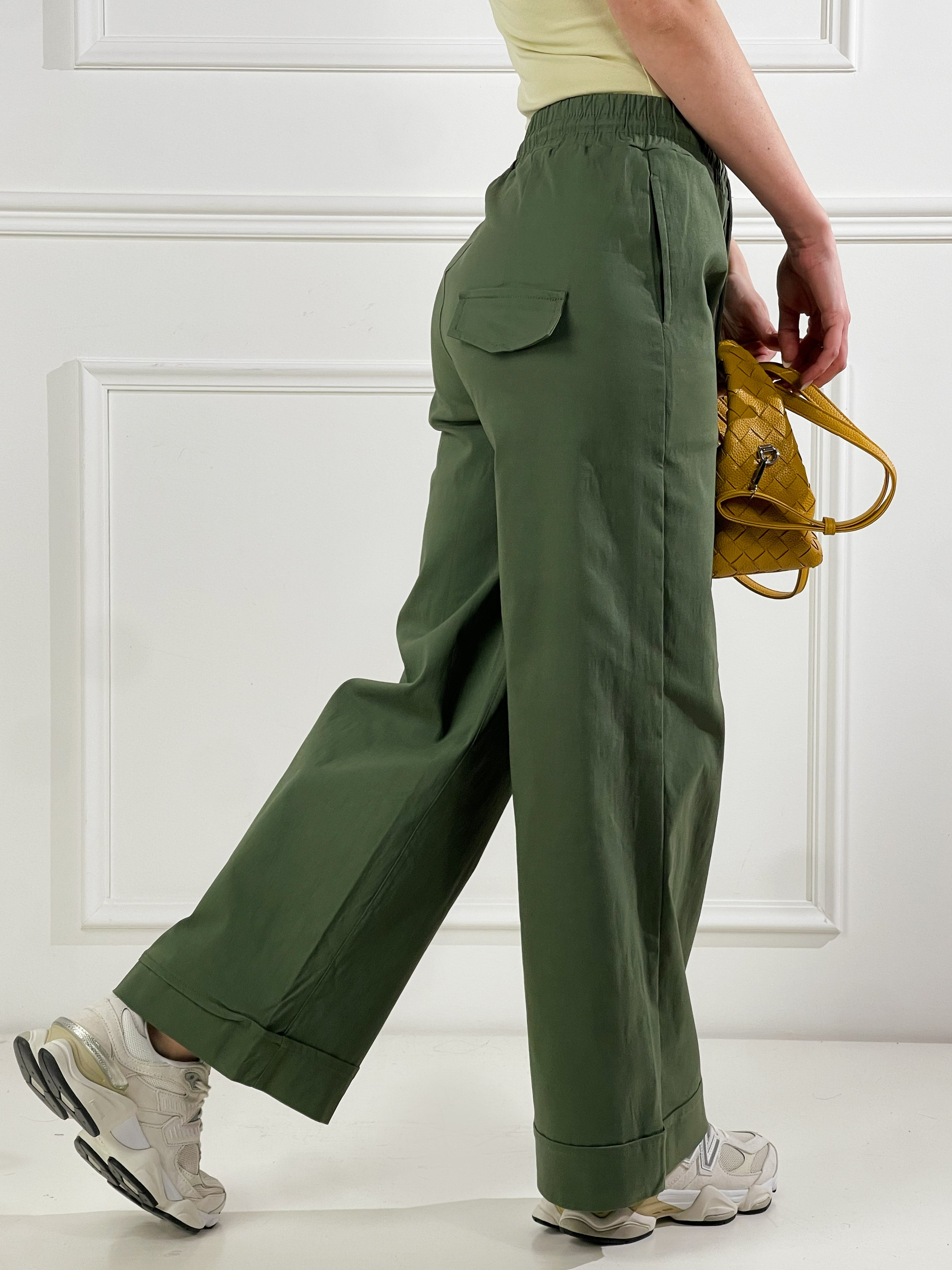 Pantaloni con coluisse|Colore:Verde militare