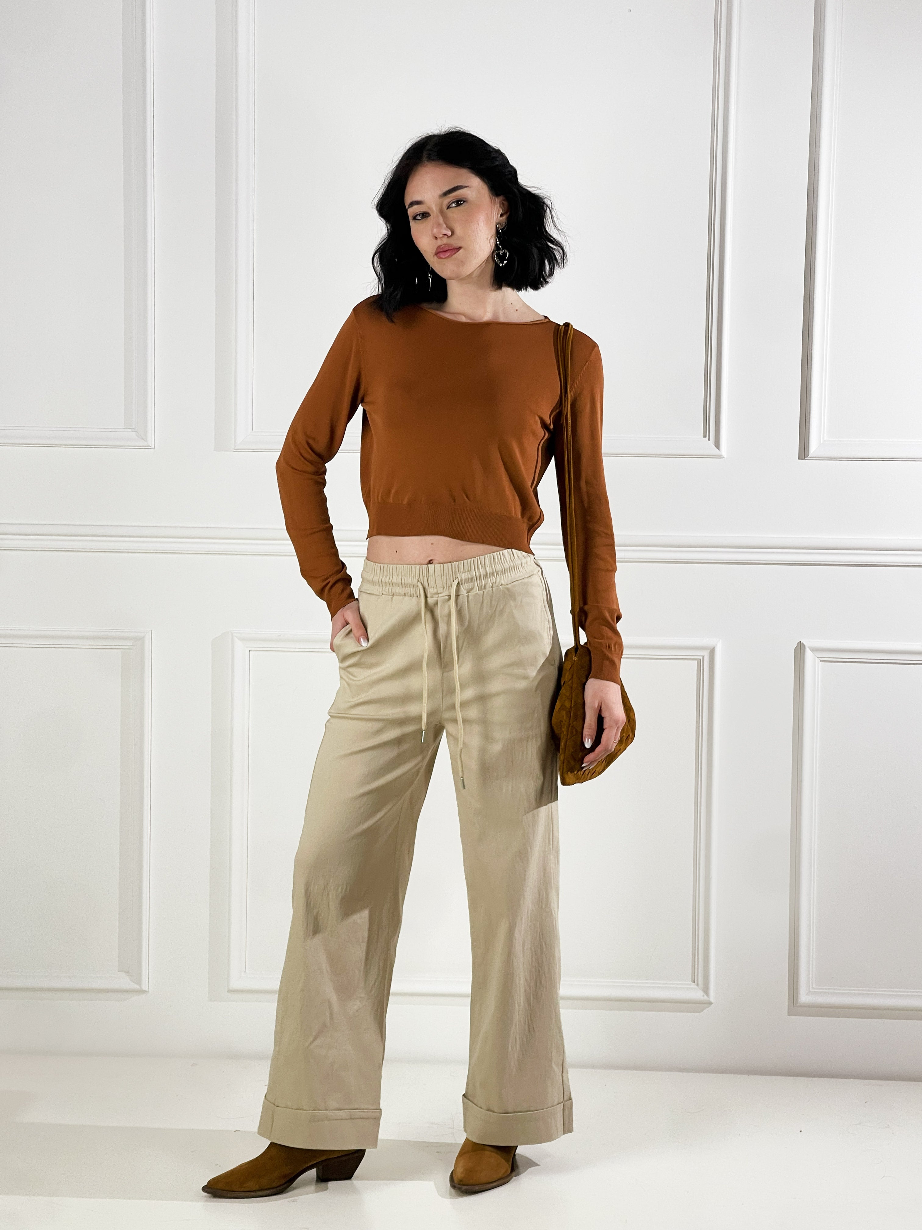 Pantaloni con coluisse|Colore:Beige