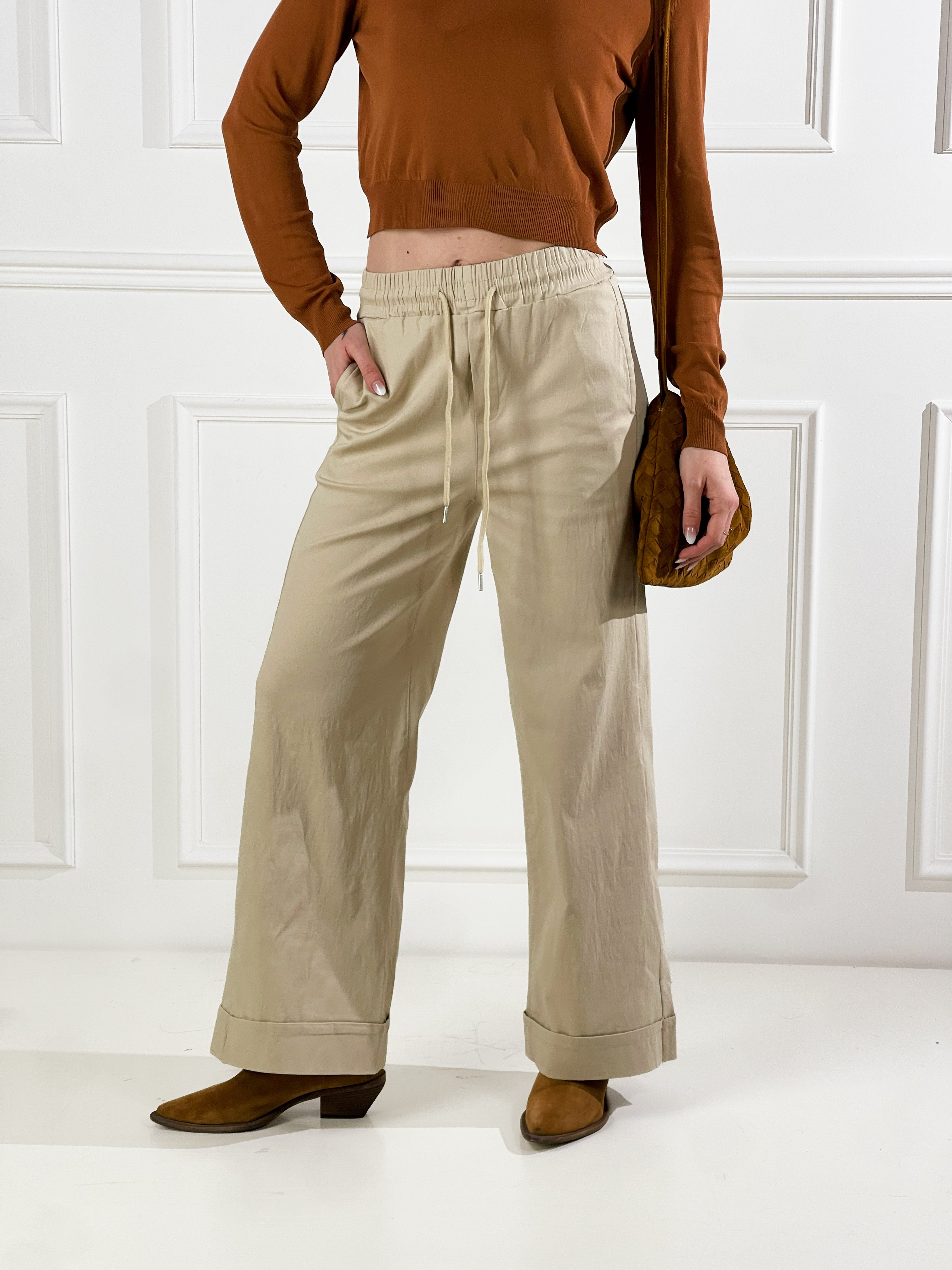 Pantaloni con coluisse|Colore:Beige