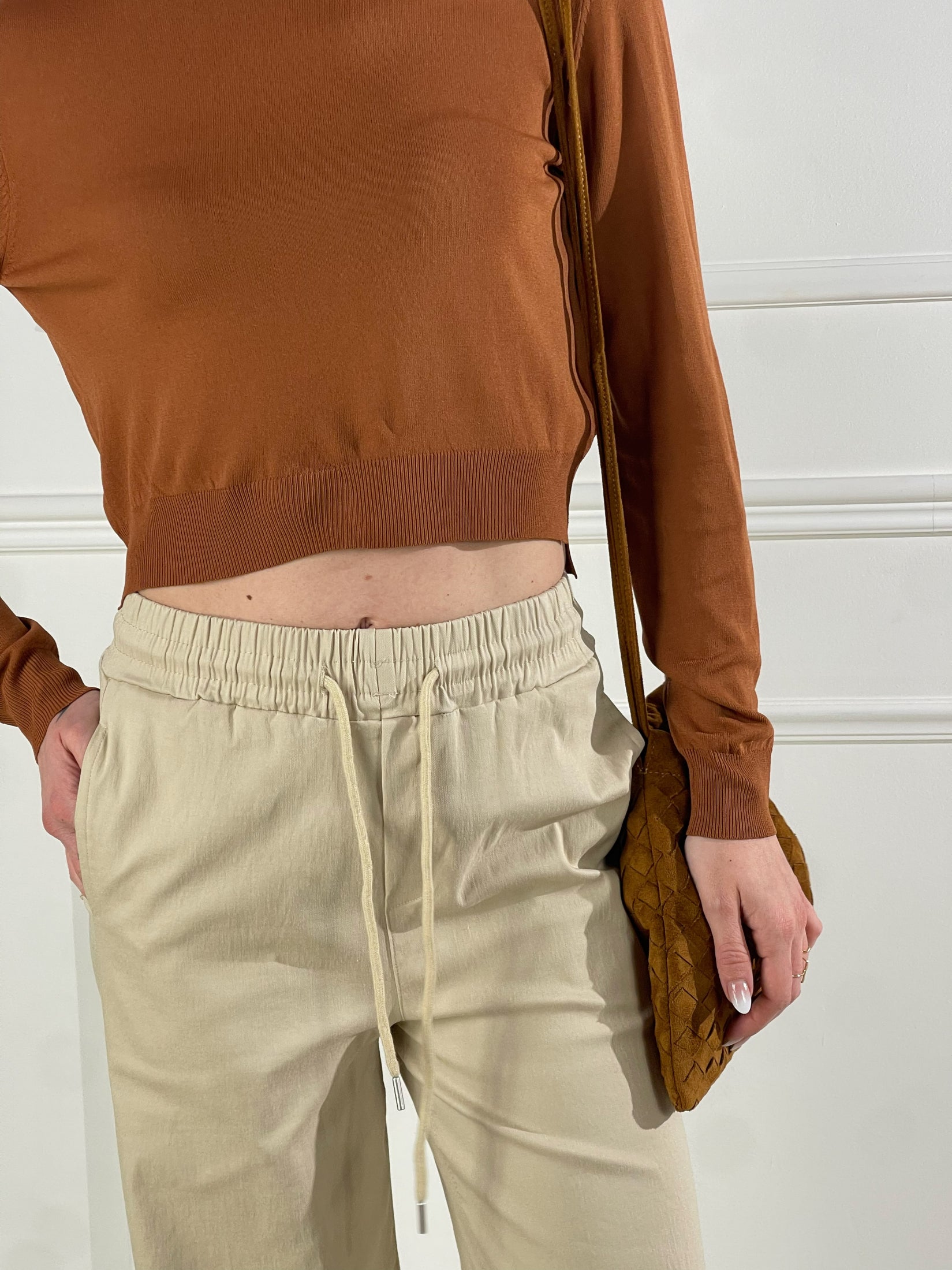 Pantaloni con coluisse|Colore:Beige