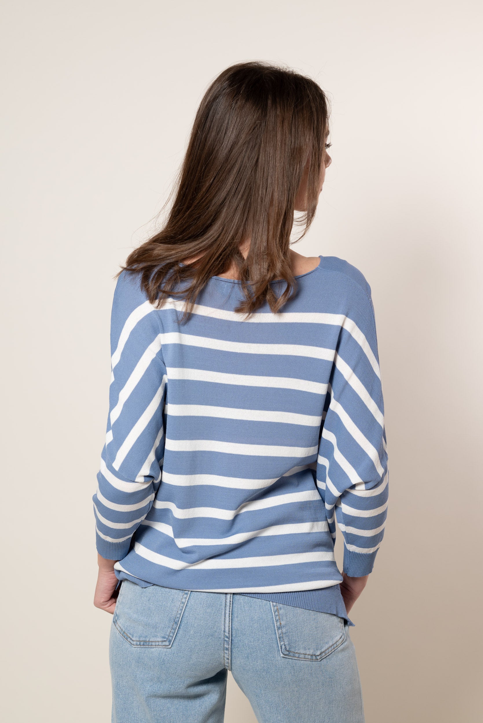 Maglia V Stripe|Colore:Jeans