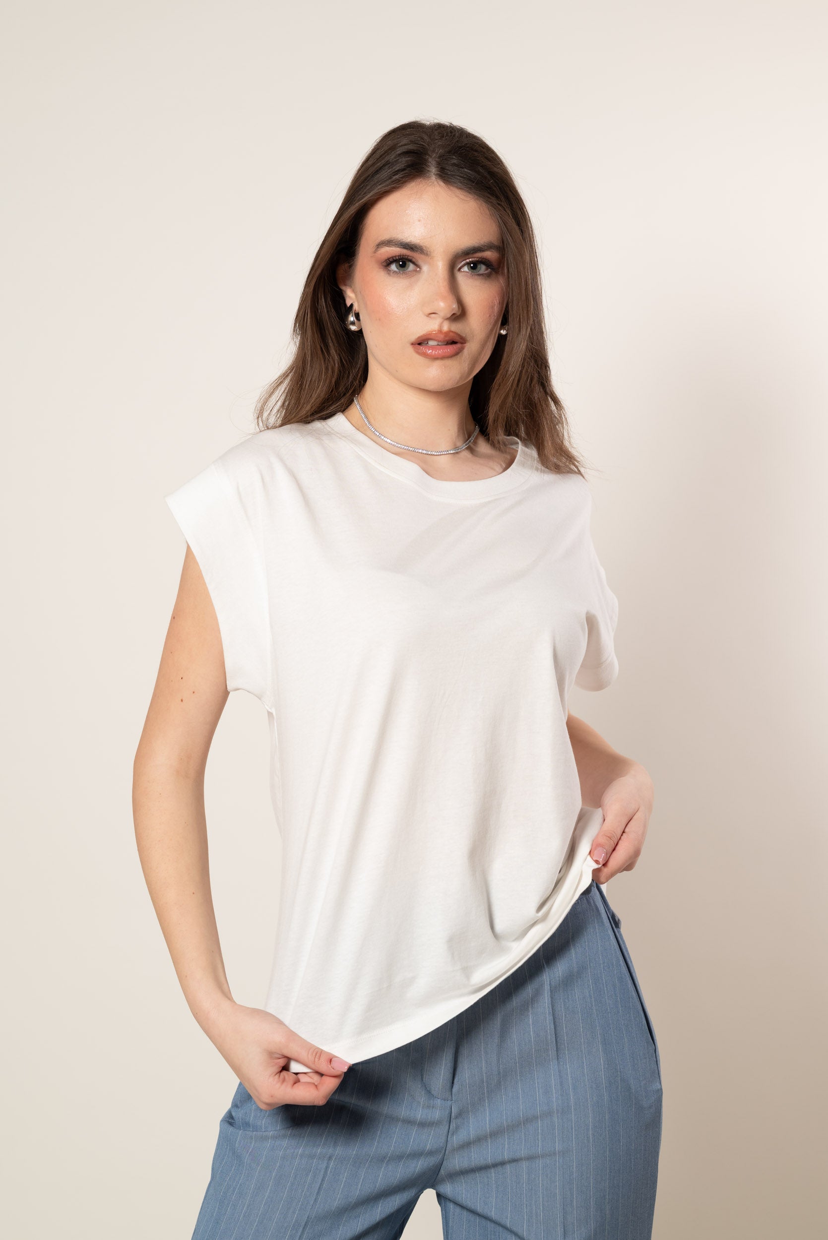 T- shirt manica ampia|Colore:Bianco latte