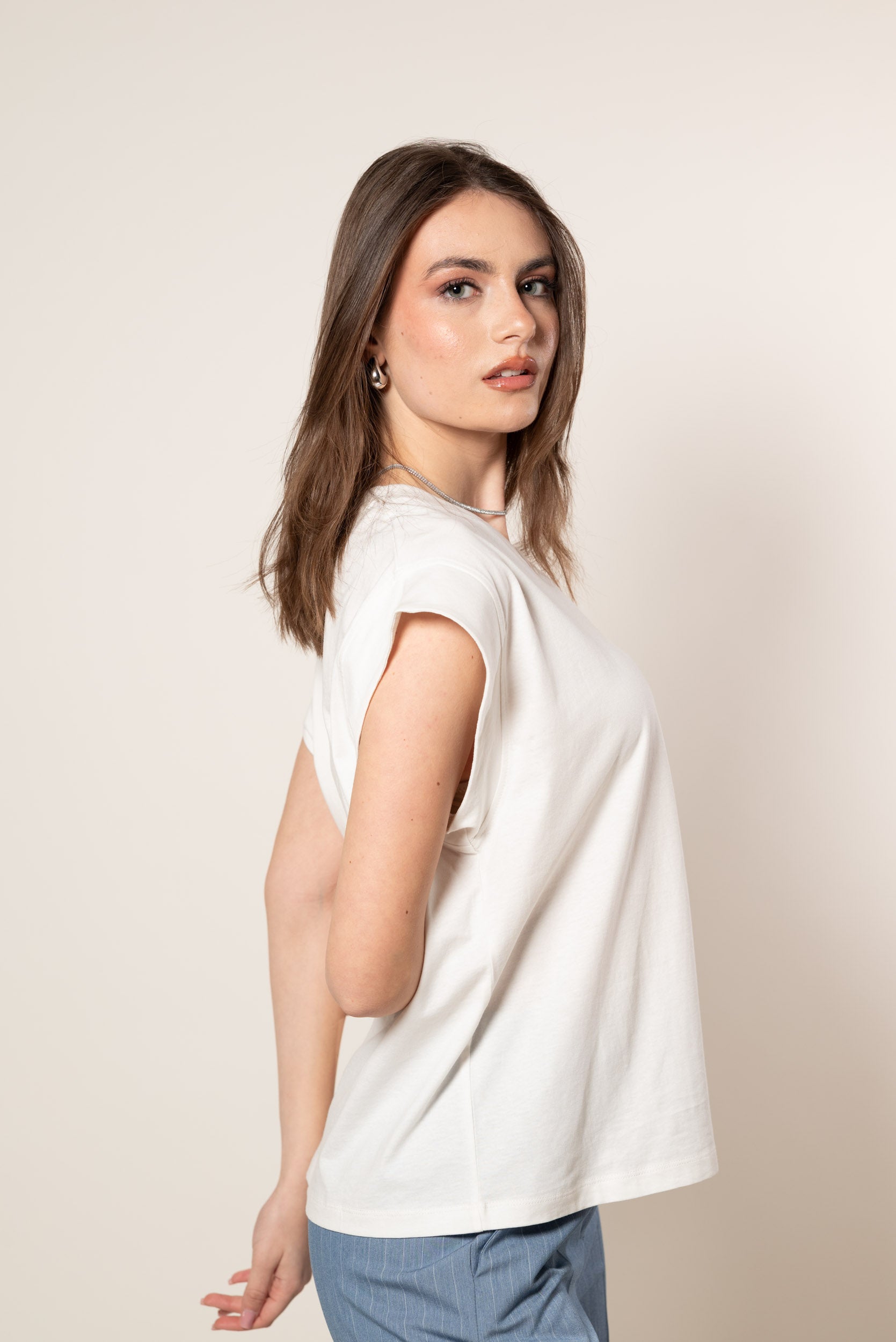 T_ shirt manica ampia|Colore:Bianco latte