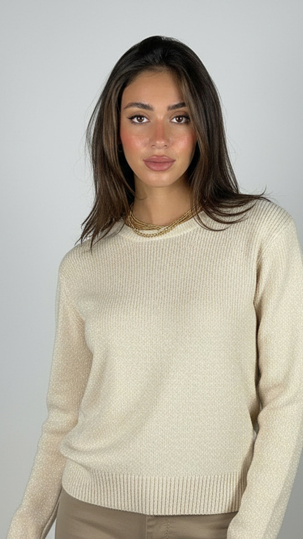 Pullover Lurex NY|Colore:Panna
