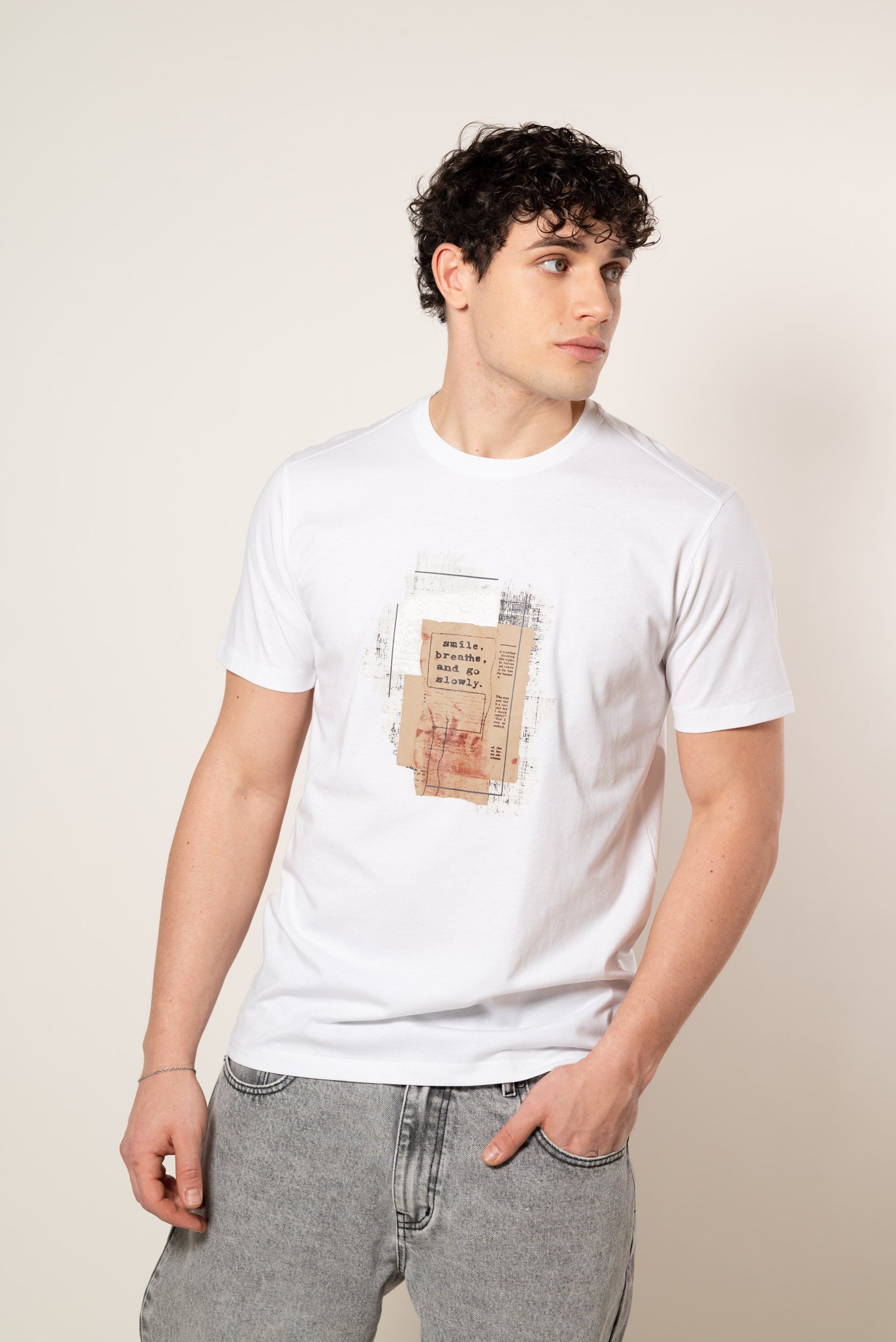 T-Shirt Slowly|Colore:Bianco