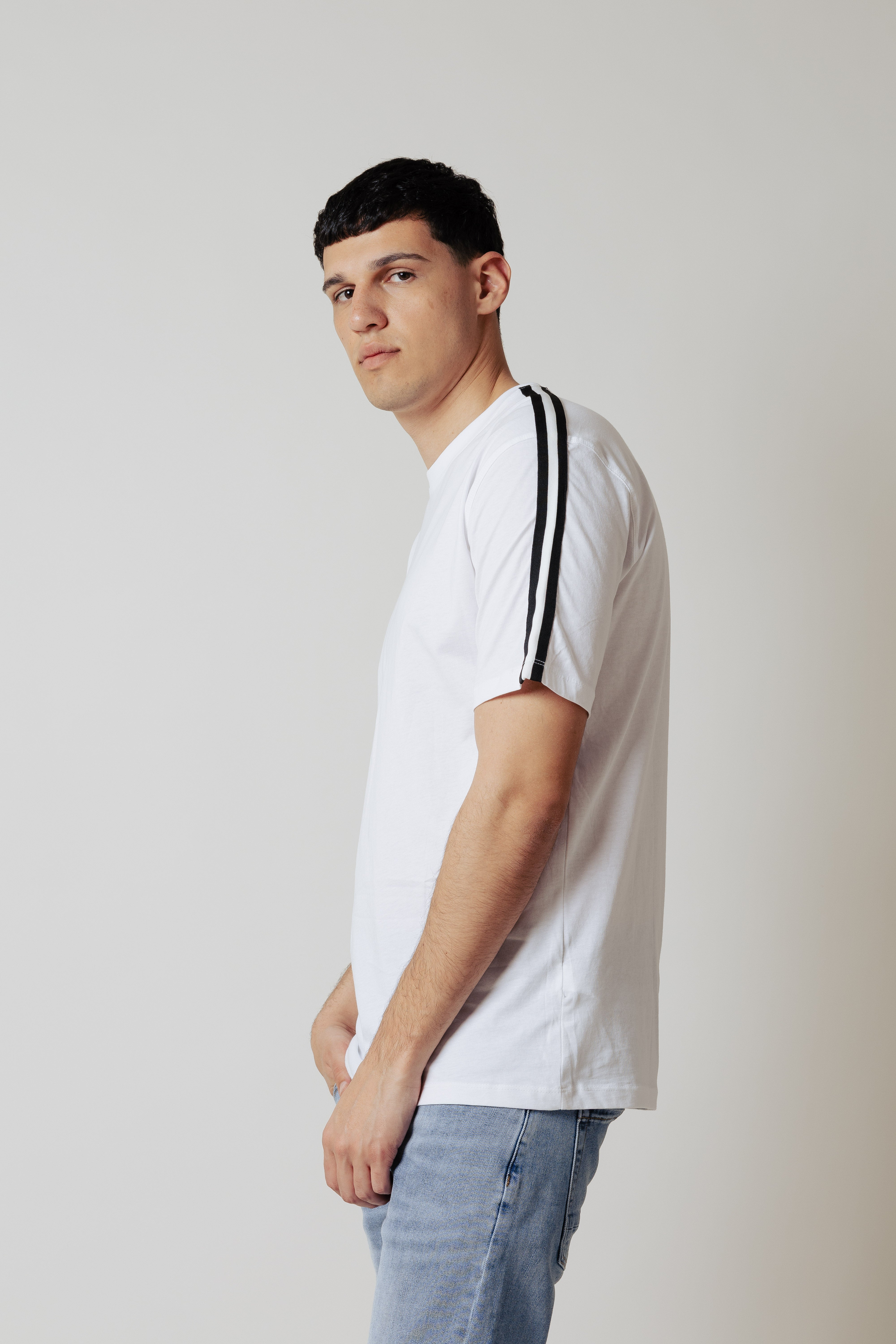 T-Shirt con bande|Colore:Bianco