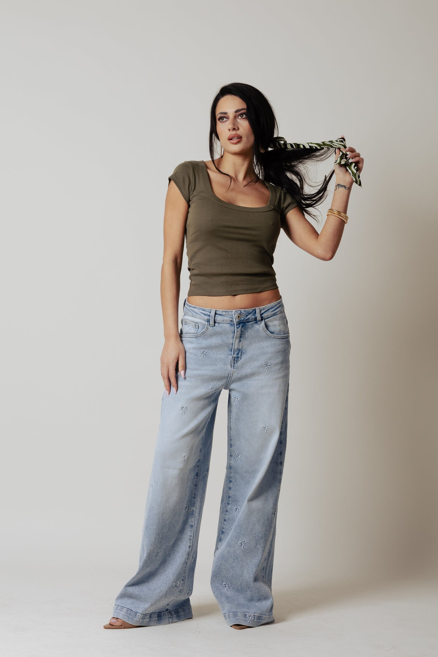 T-Shirt U neck|Colore:Salvia