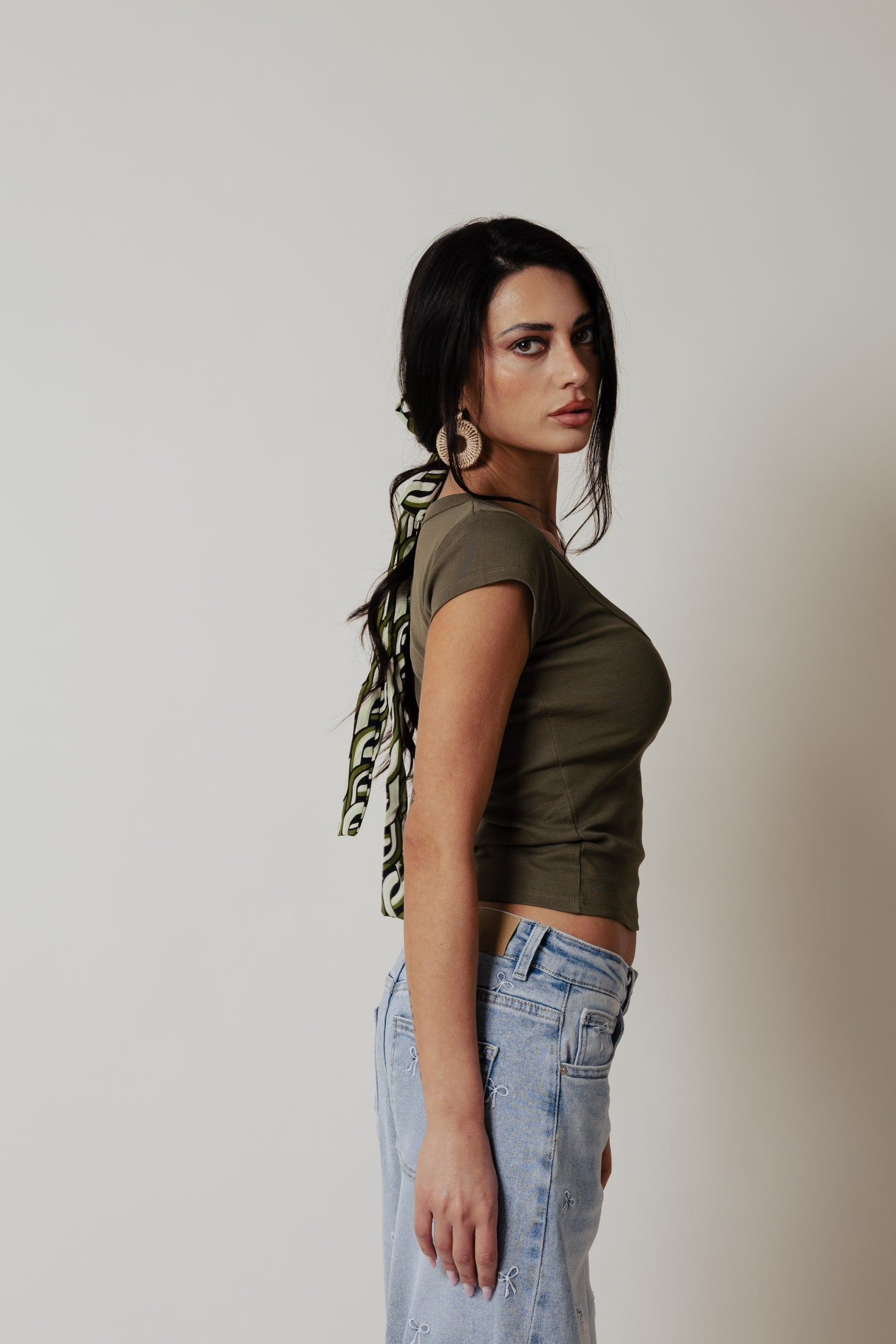 T-Shirt U neck|Colore:Salvia