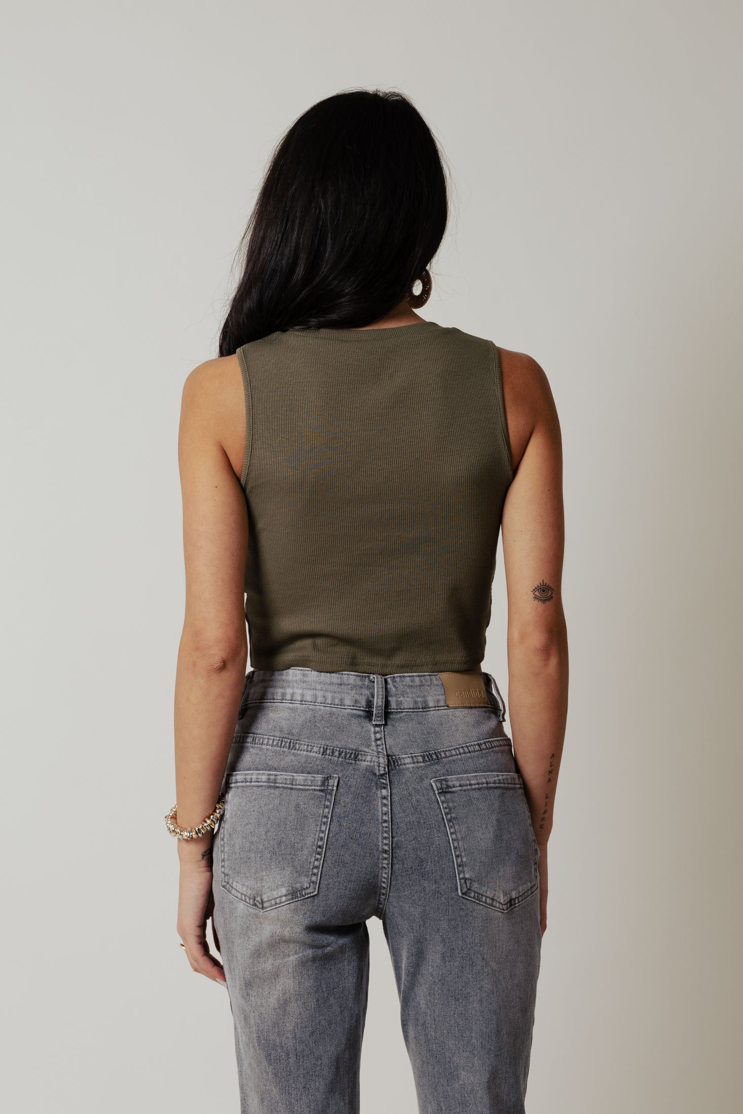 Top con nodo in vita|Colore:Salvia