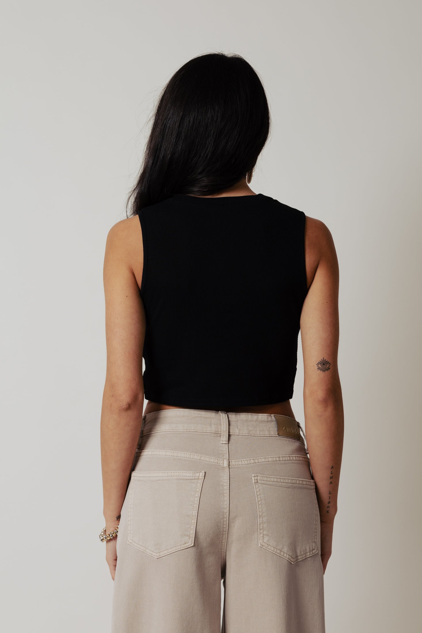 Top con nodo in vita|Colore:Nero