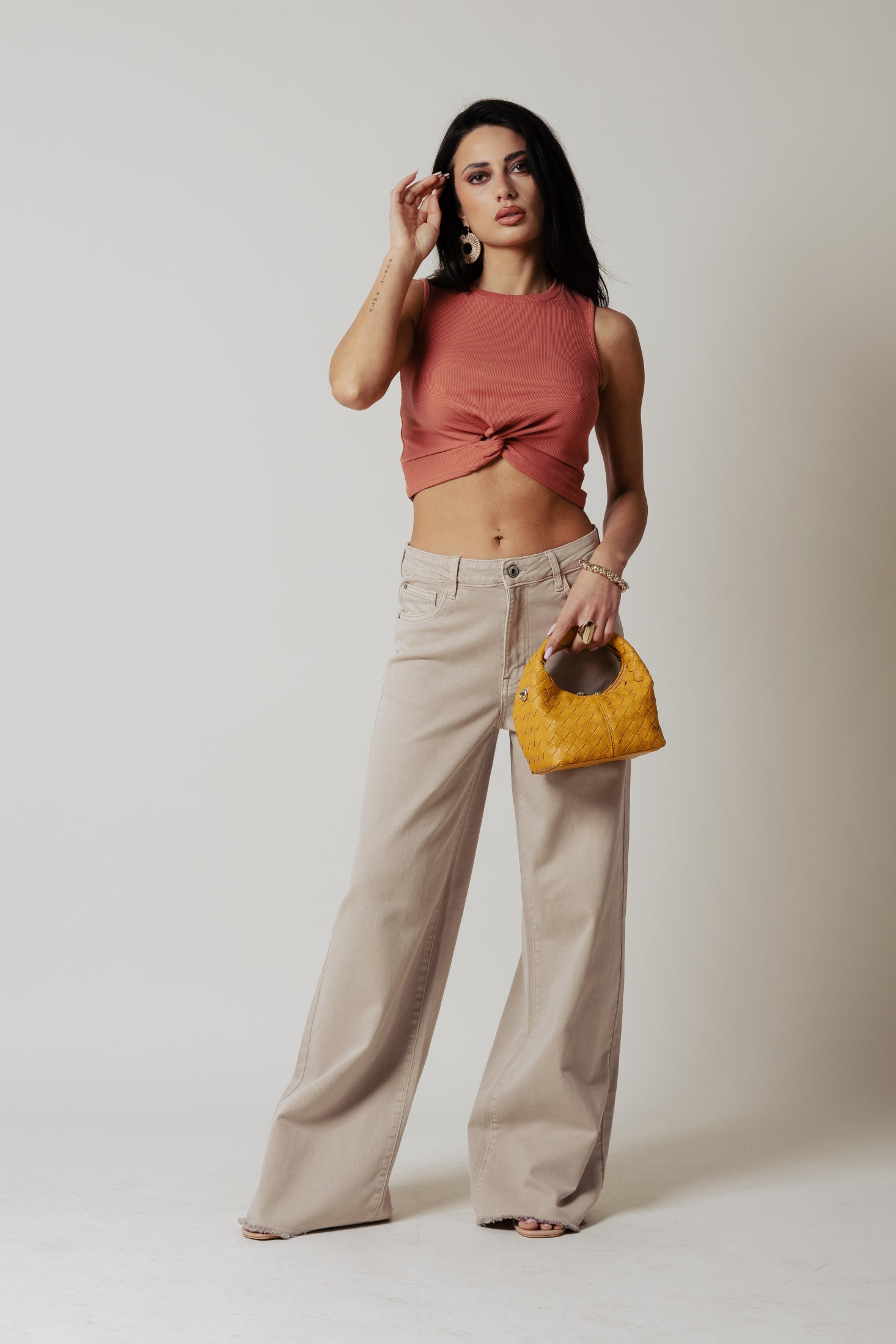 Top con nodo in vita|Colore:Terracotta