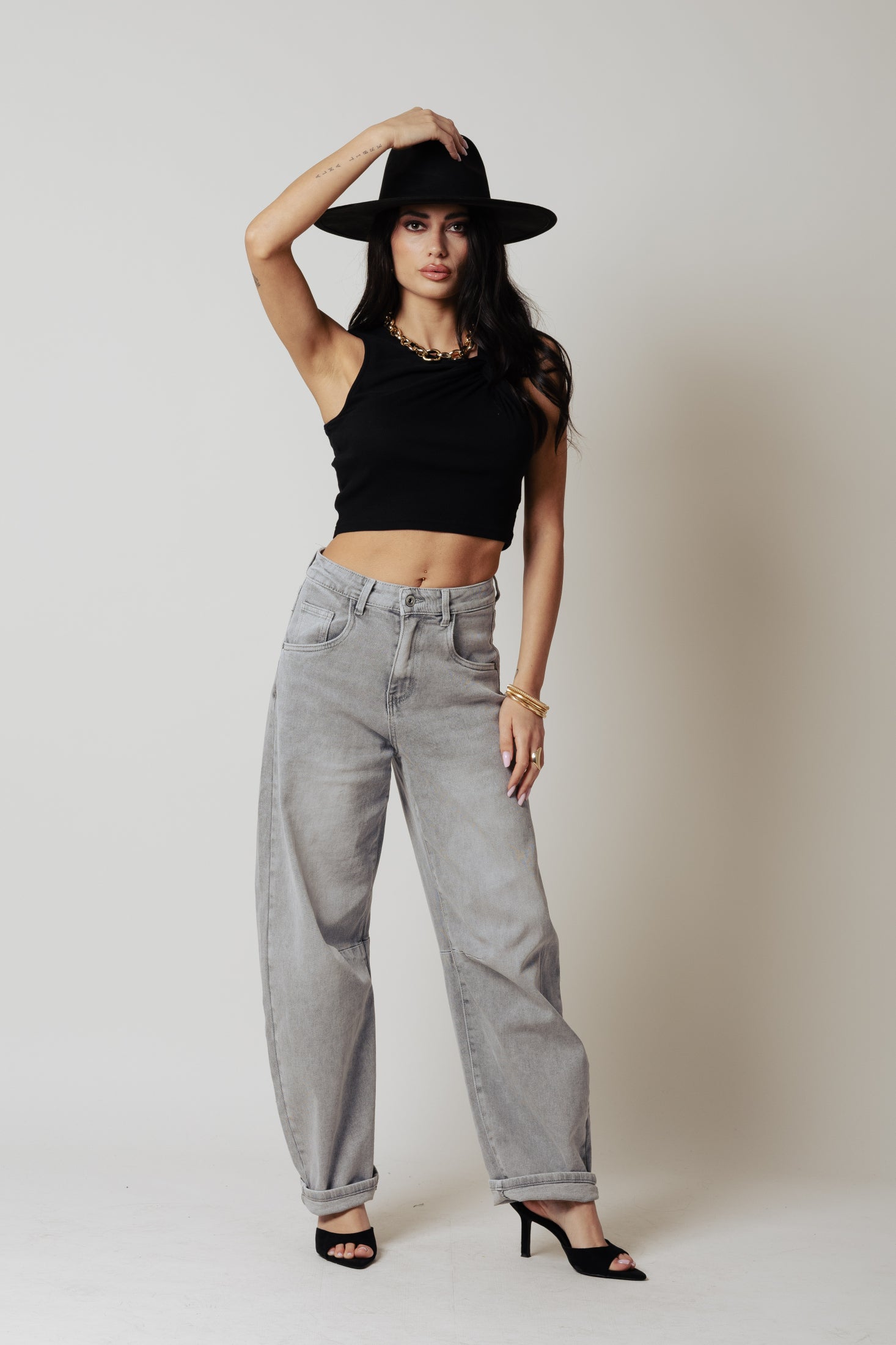 Top con nodo|Colore:Nero