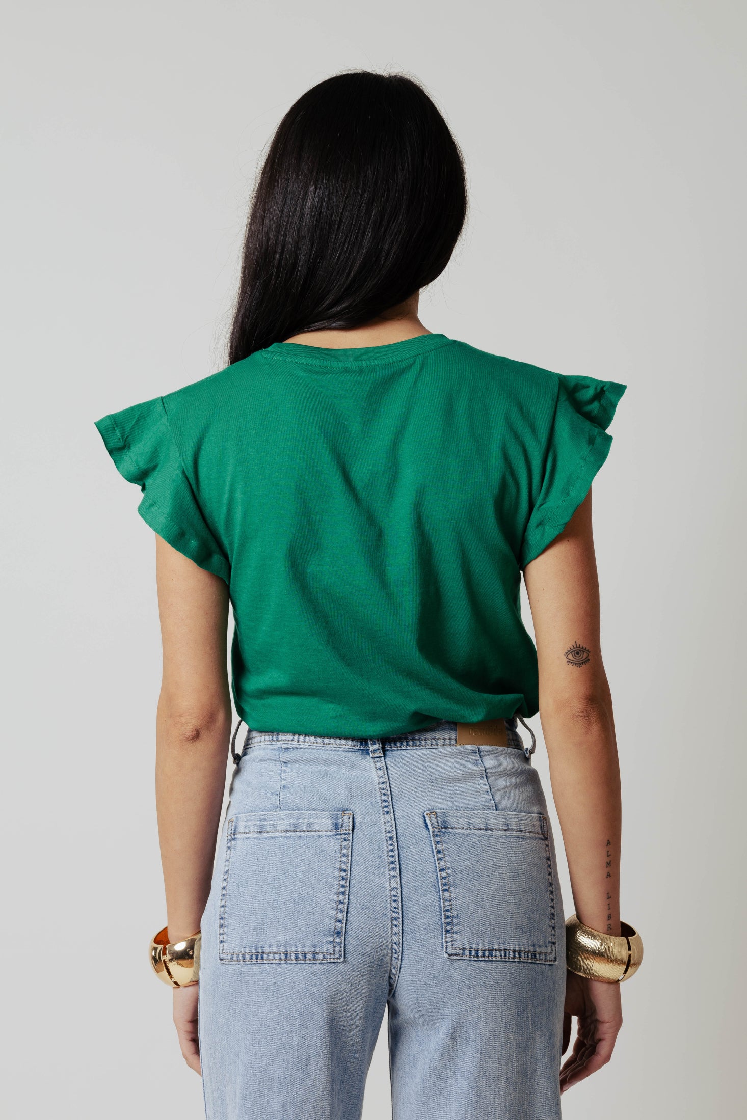 T-shirt volant|Colore:Smeraldo