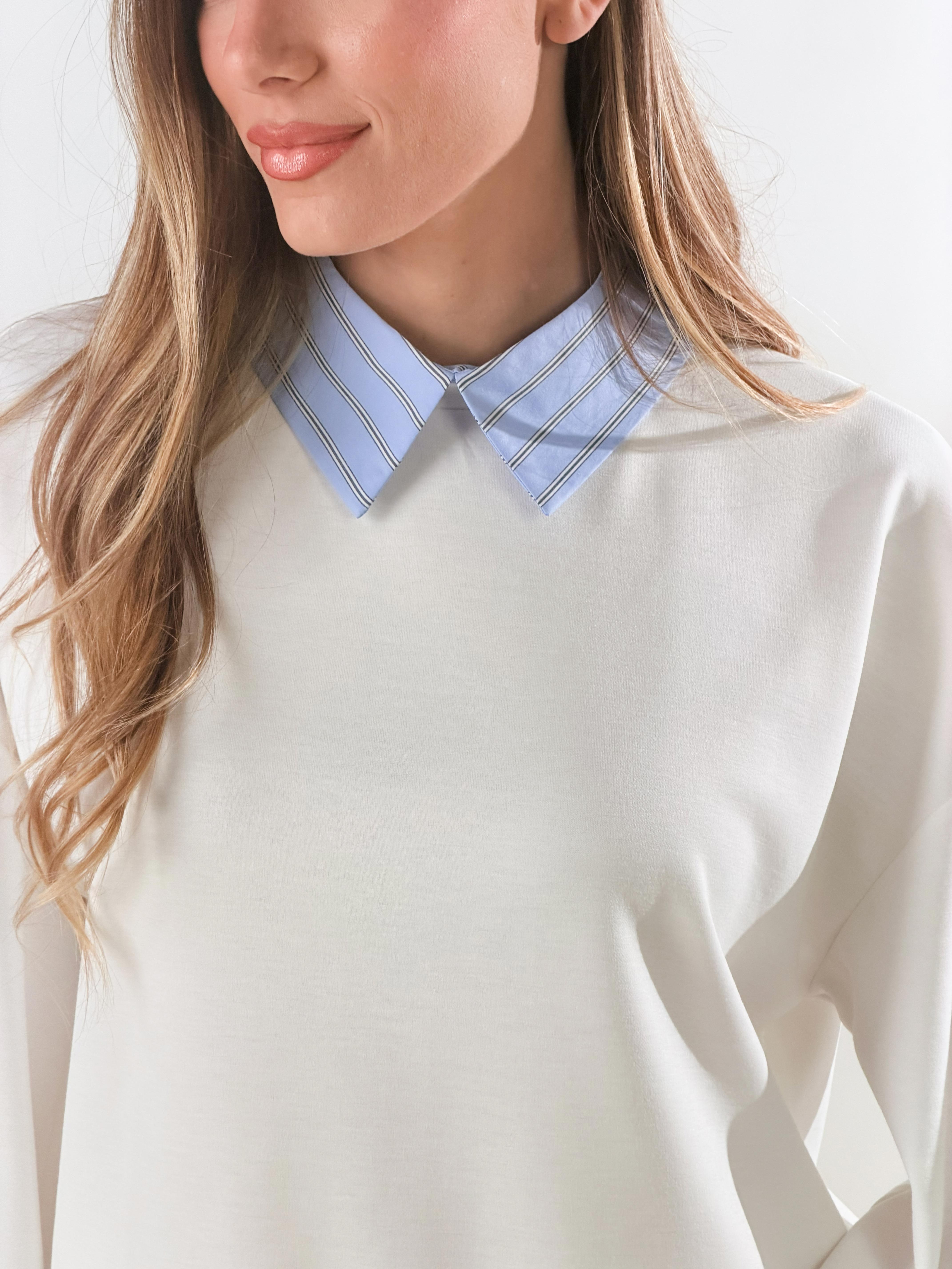 Felpa con camicia|Colore:Panna