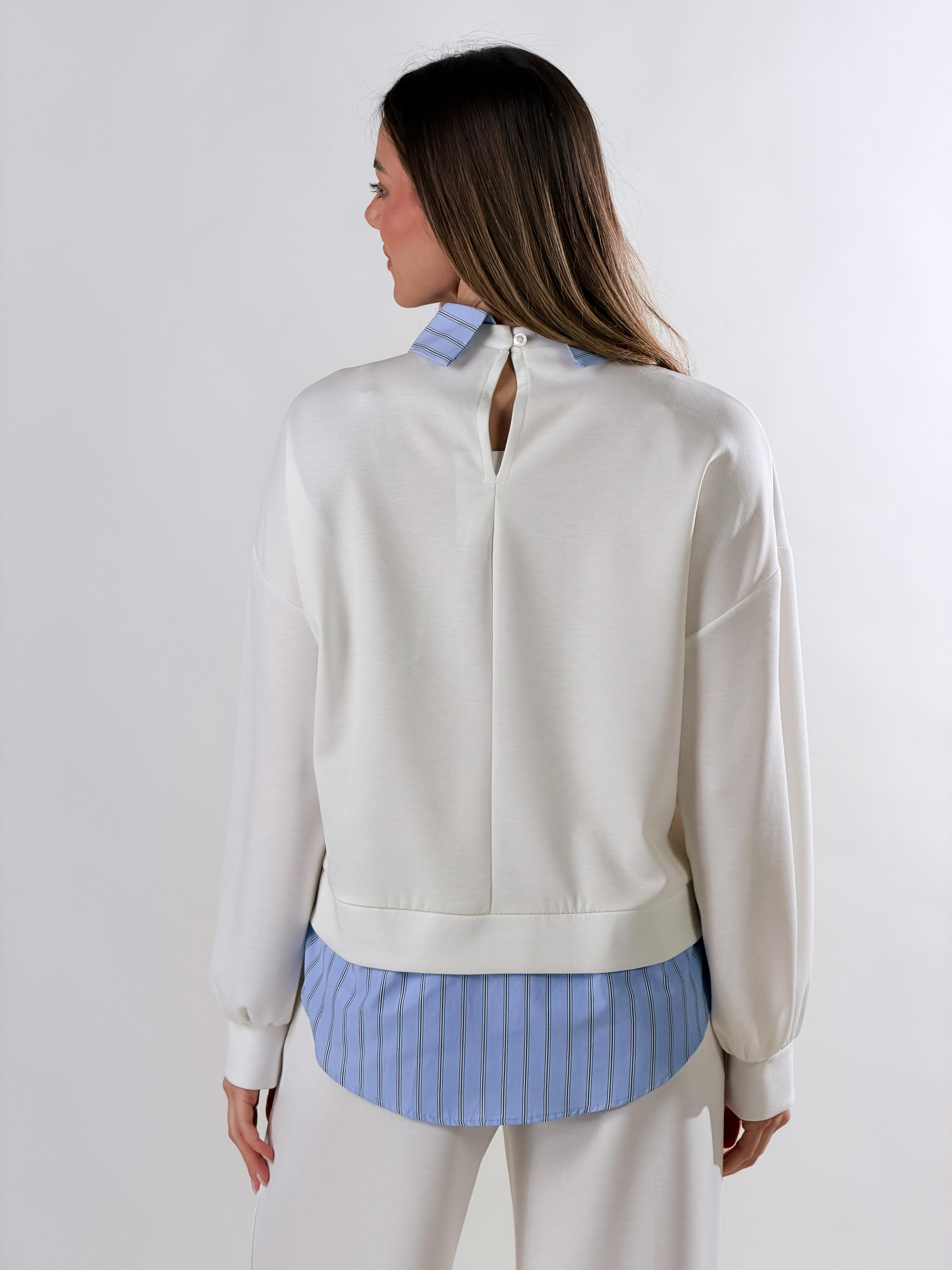 Felpa con camicia|Colore:Panna