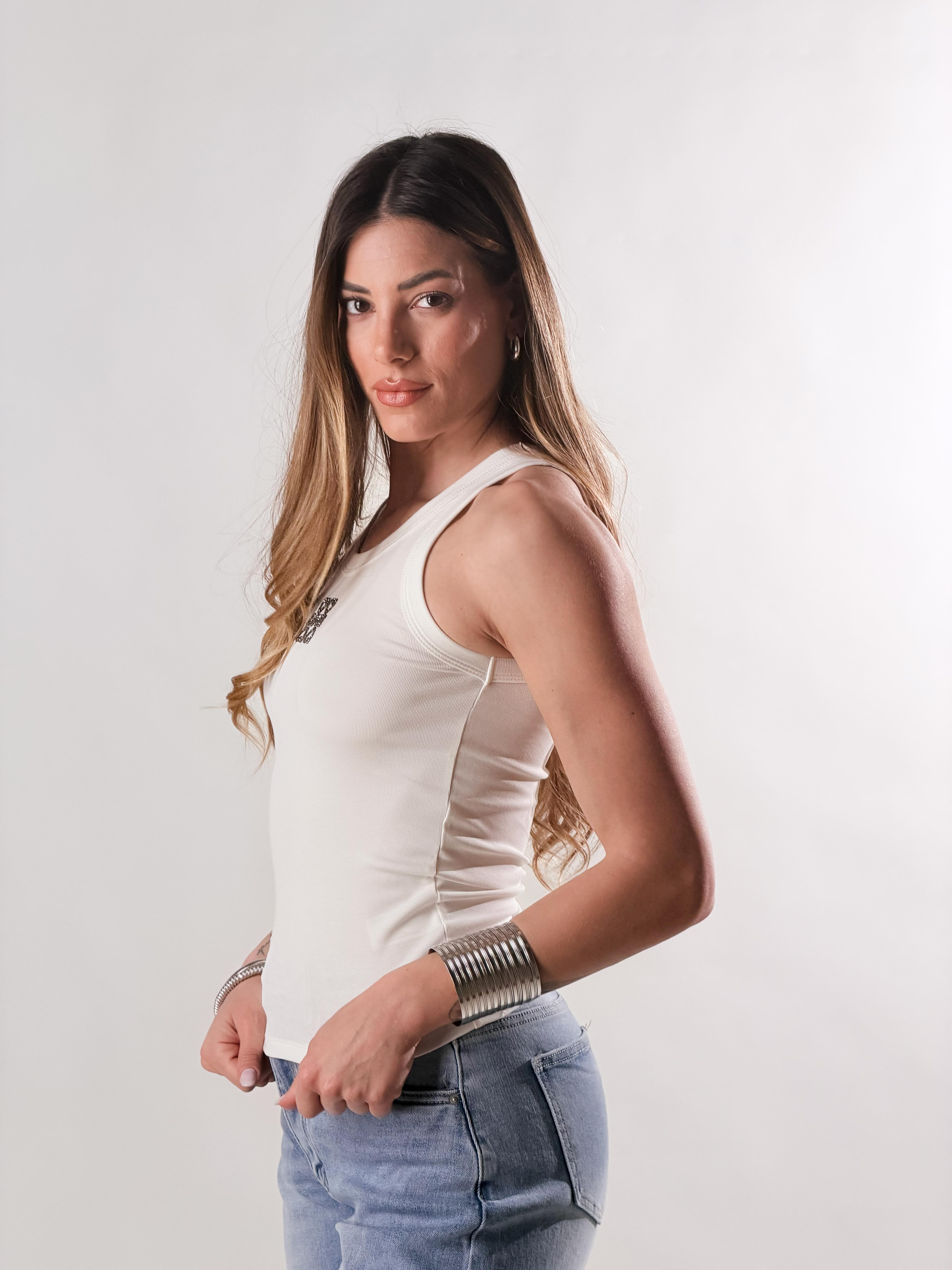 Canotta micro applicazione|Colore:Bianco