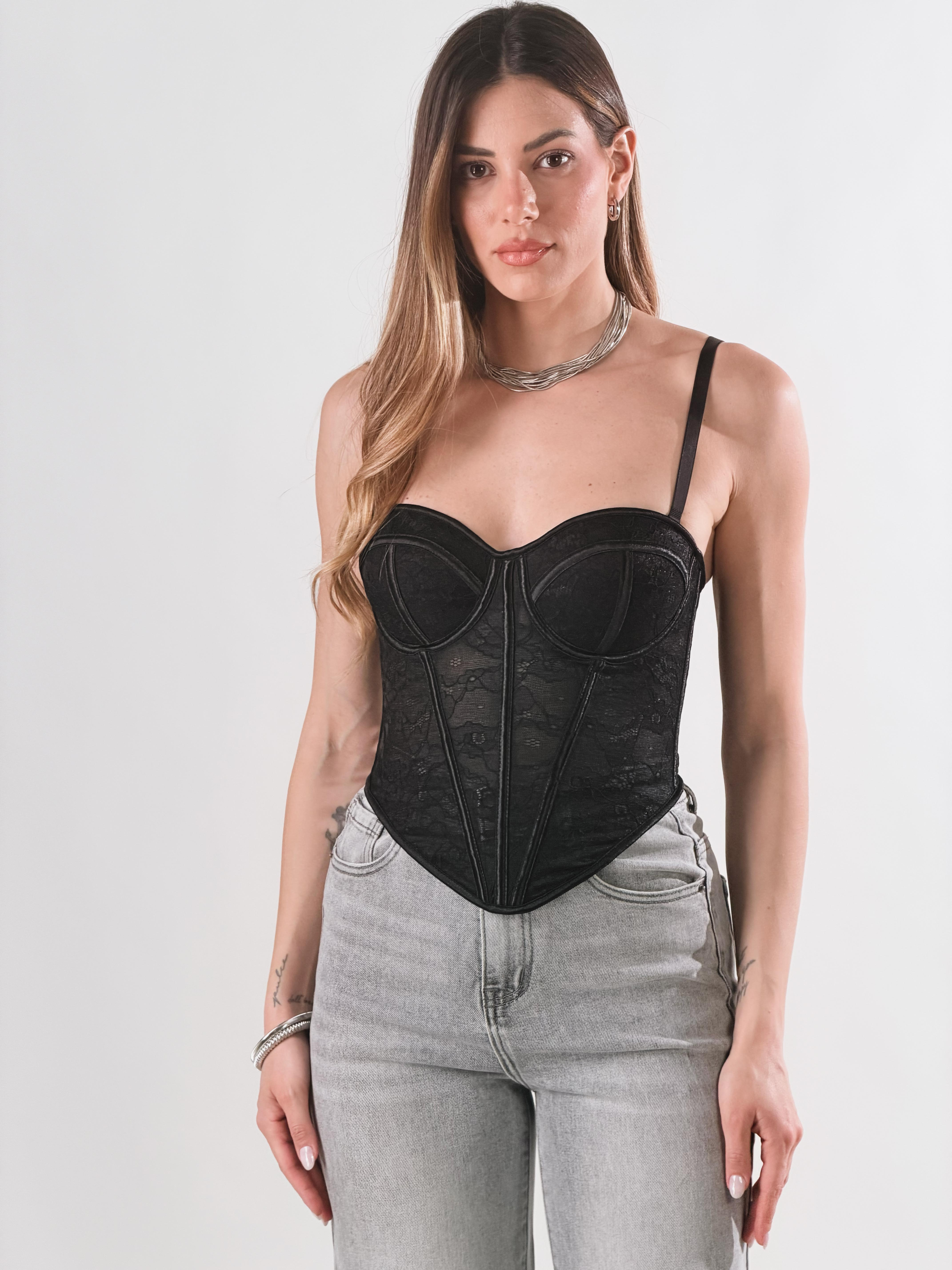Top Bralette Pizzo|Colore:Nero