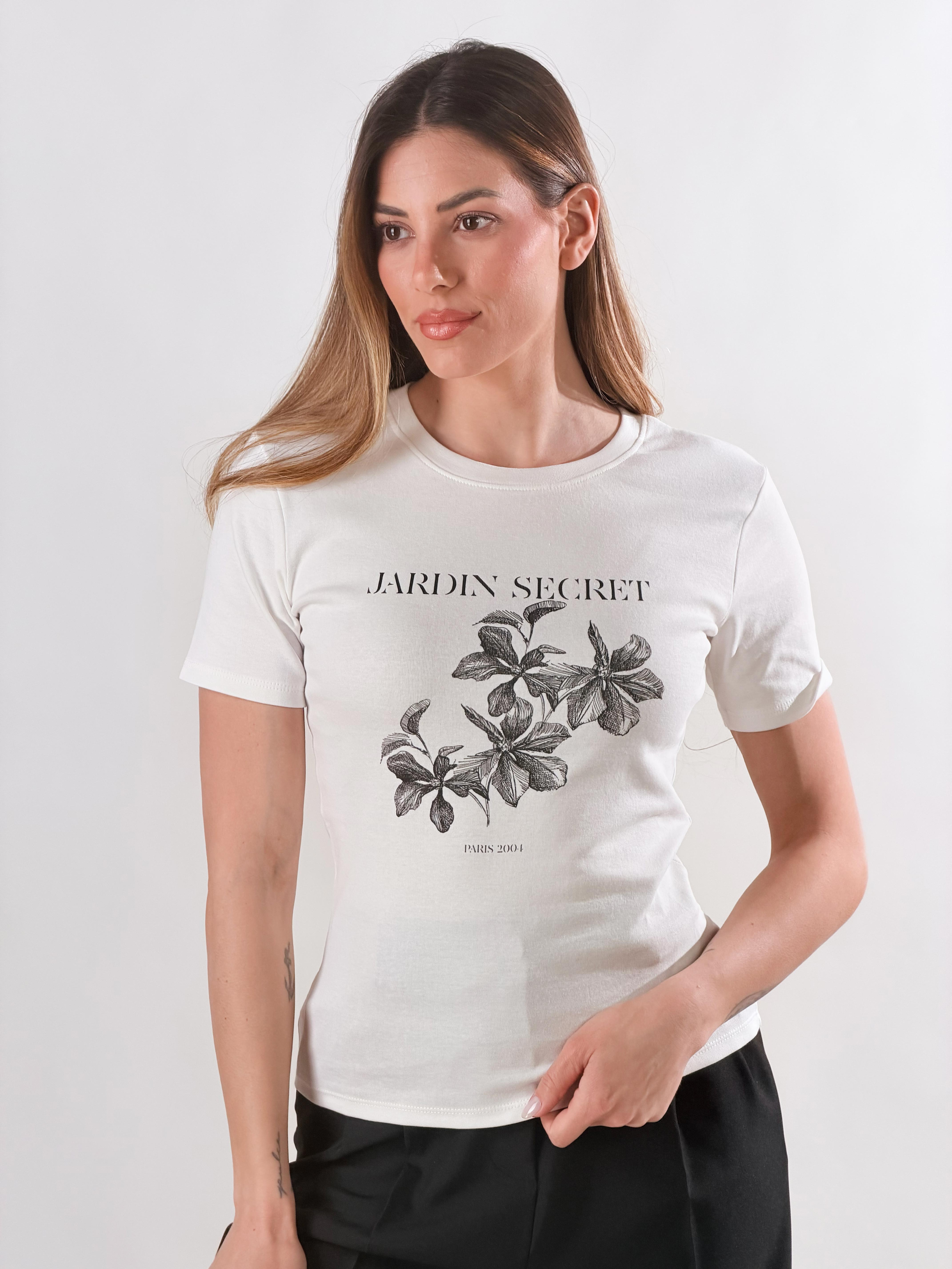T-Shirt Jardin Secret|Colore:Bianco latte