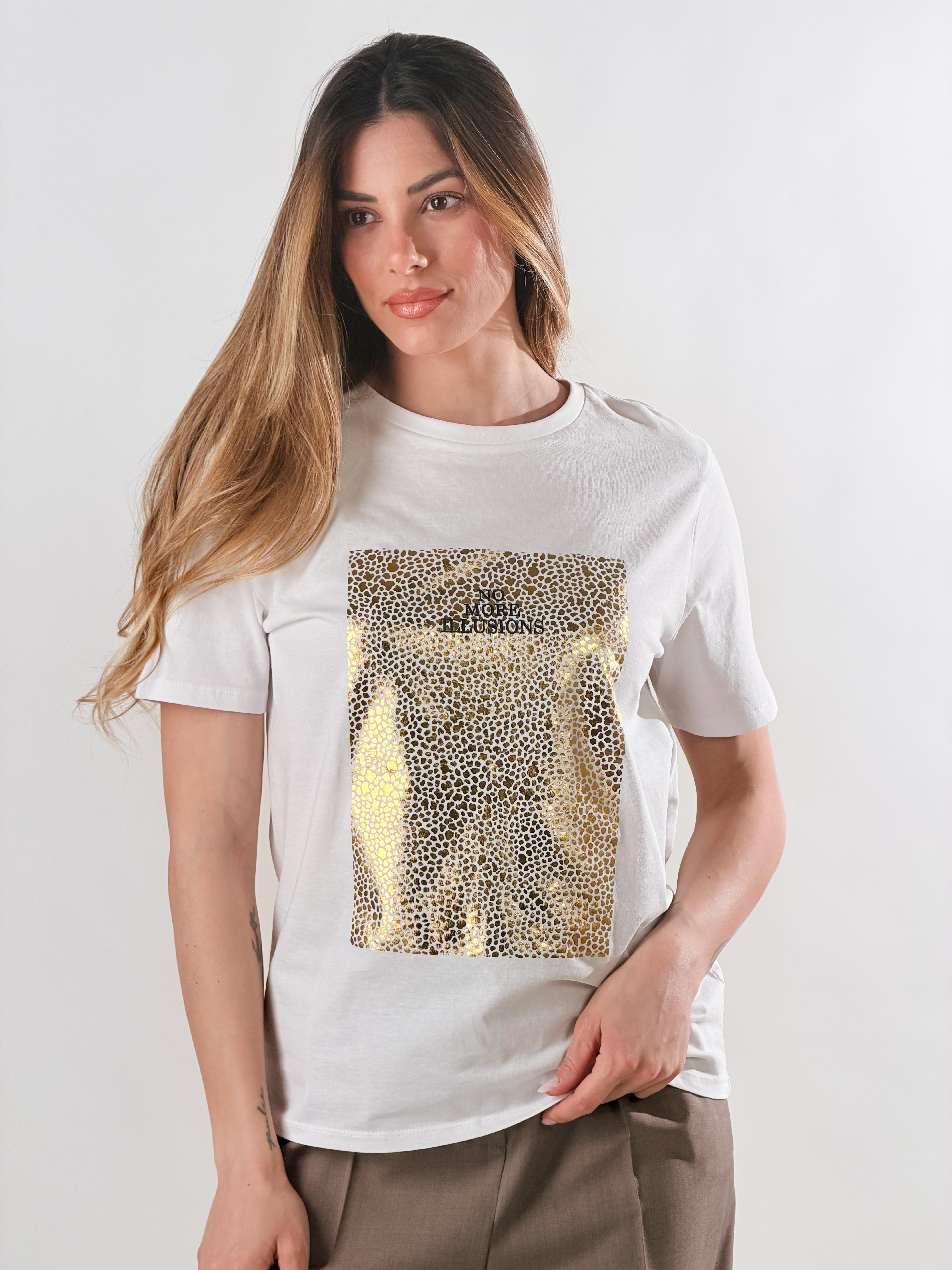 T- Shirt Gold|Colore:Bianco/oro