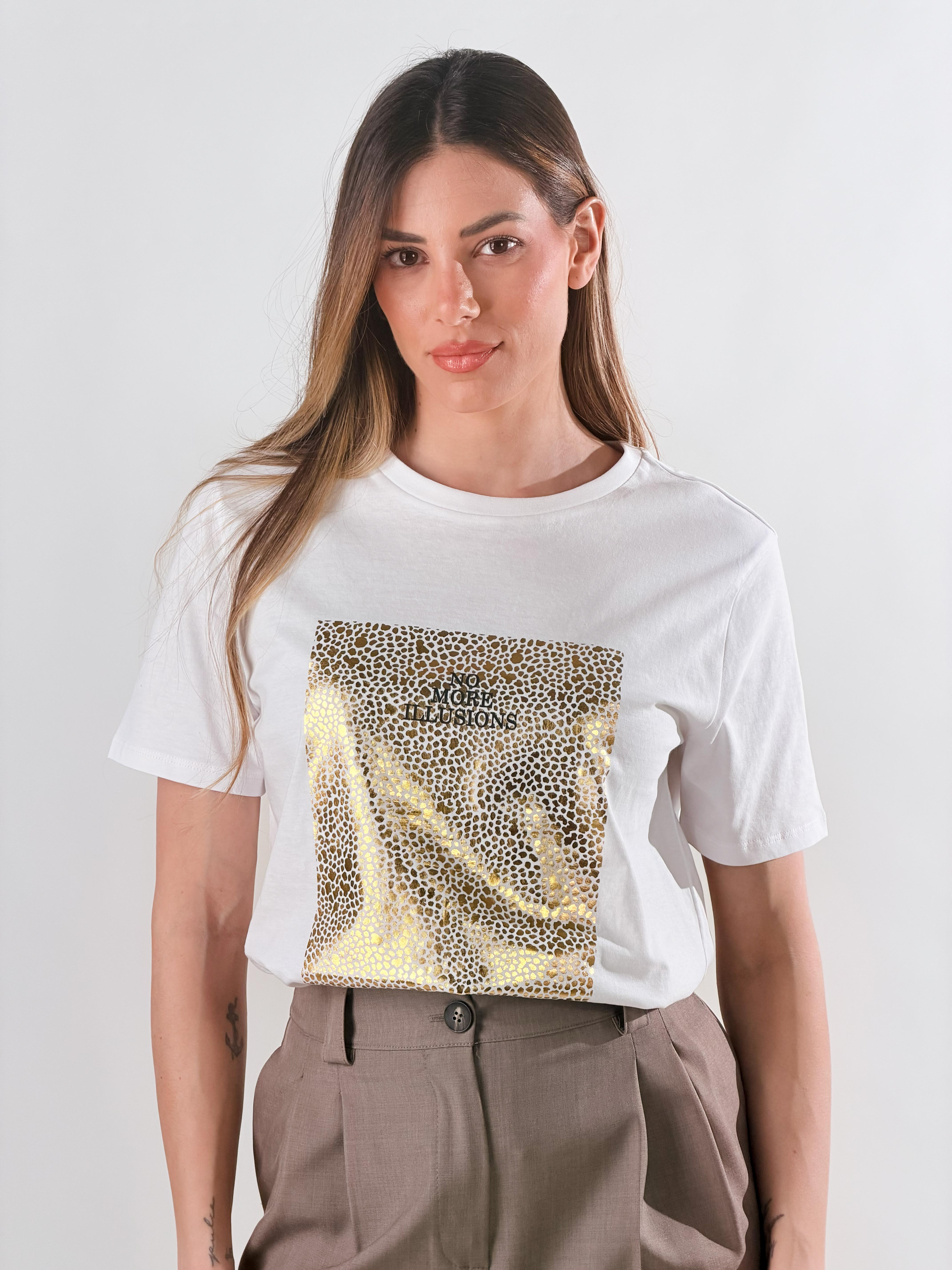 T- Shirt Gold|Colore:Bianco/oro