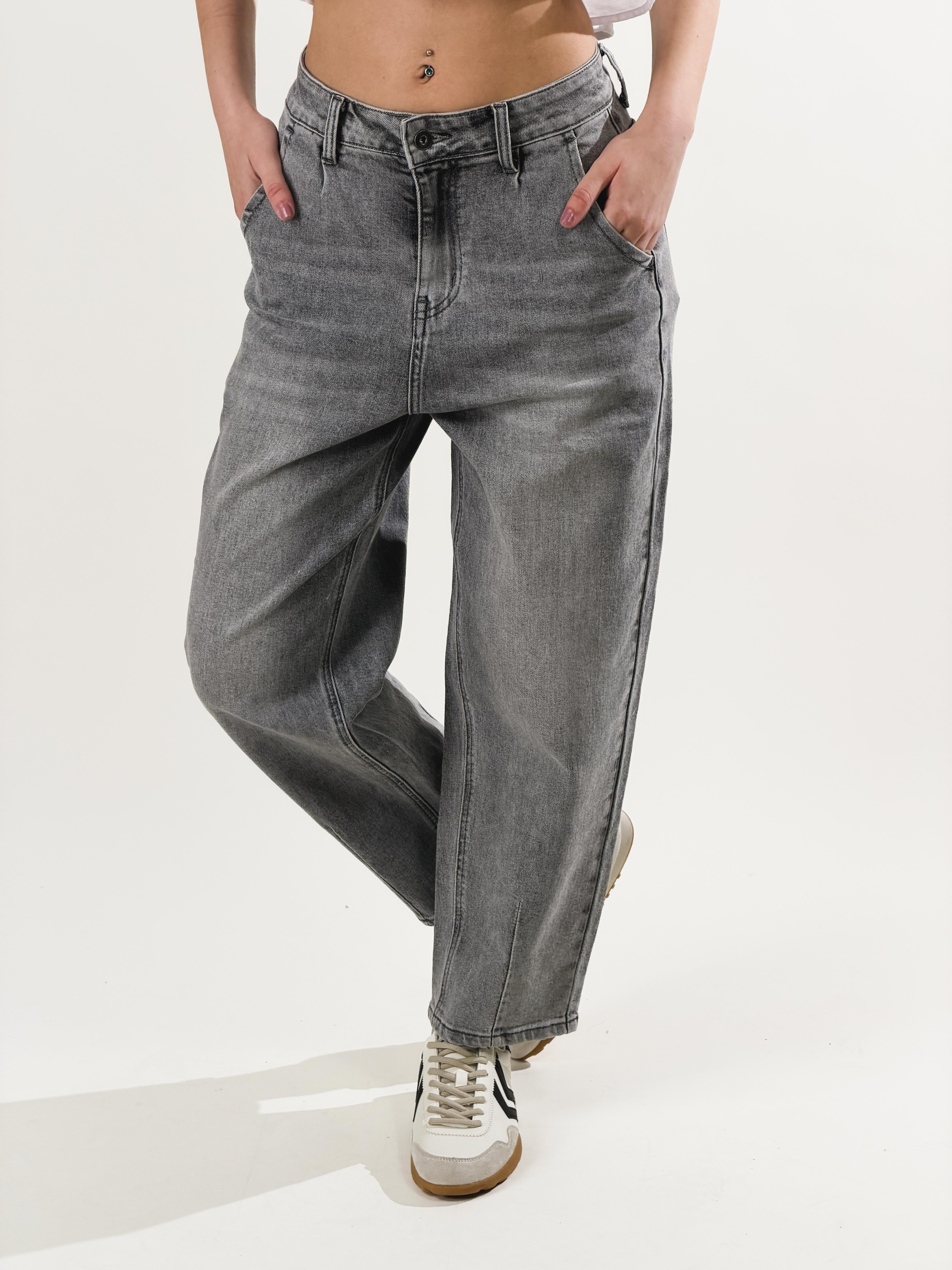 Jeans Mom Fit|Colore:Grigio chiaro