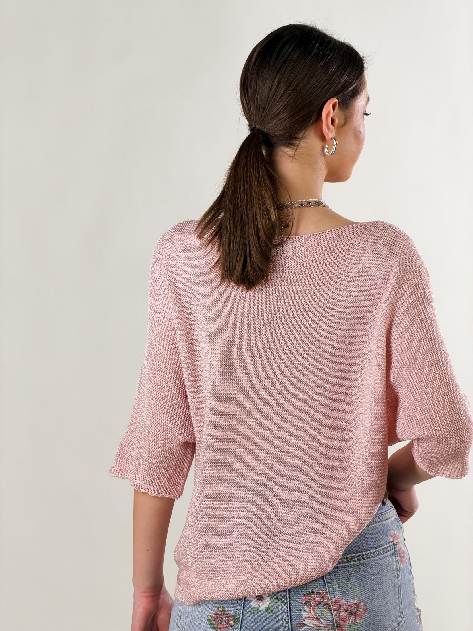 Maglia con lavorazione a maglia leggera, vestibili|Colore:Rosa