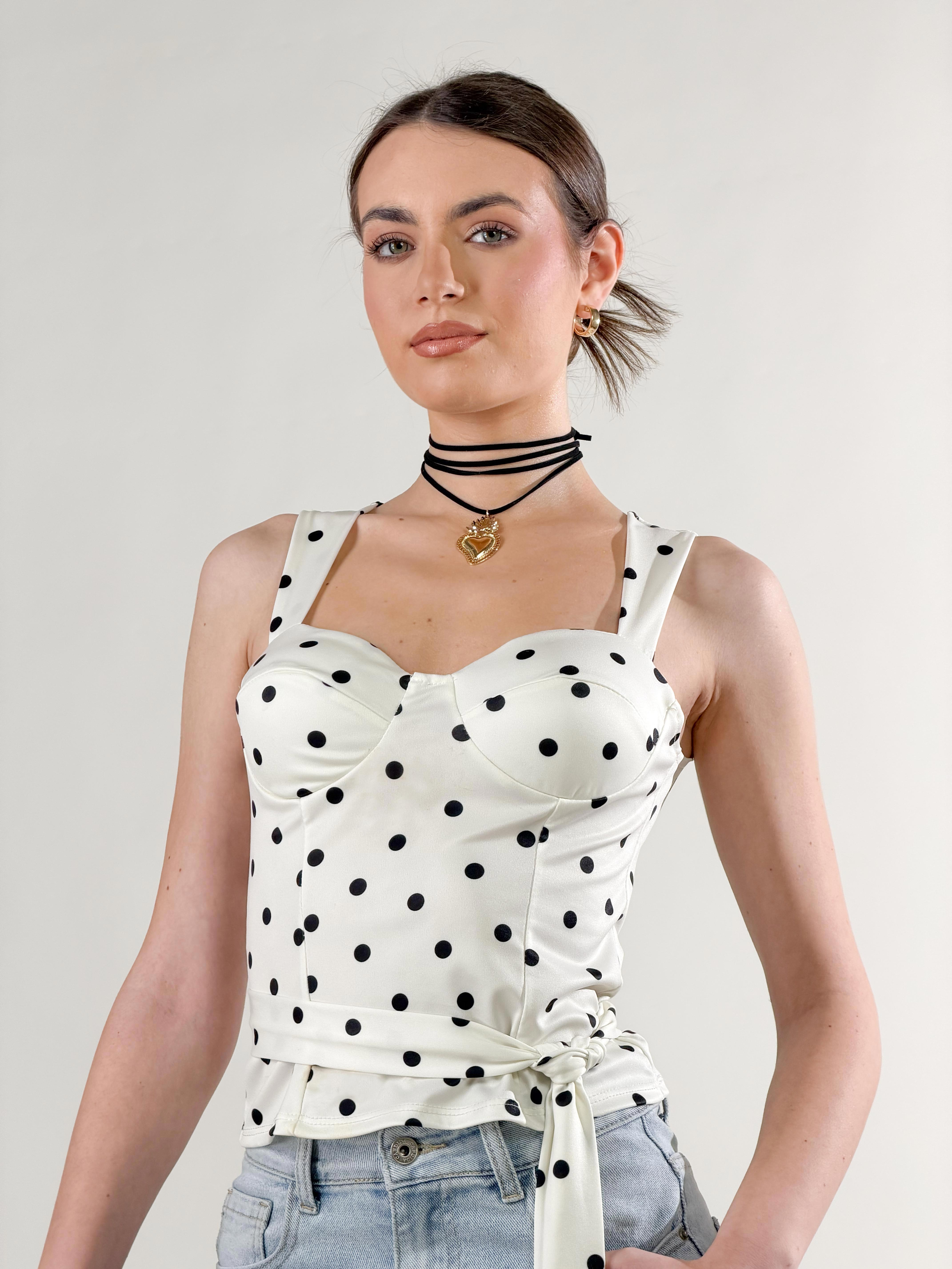 Top Bustier Pois|Colore:Bianco