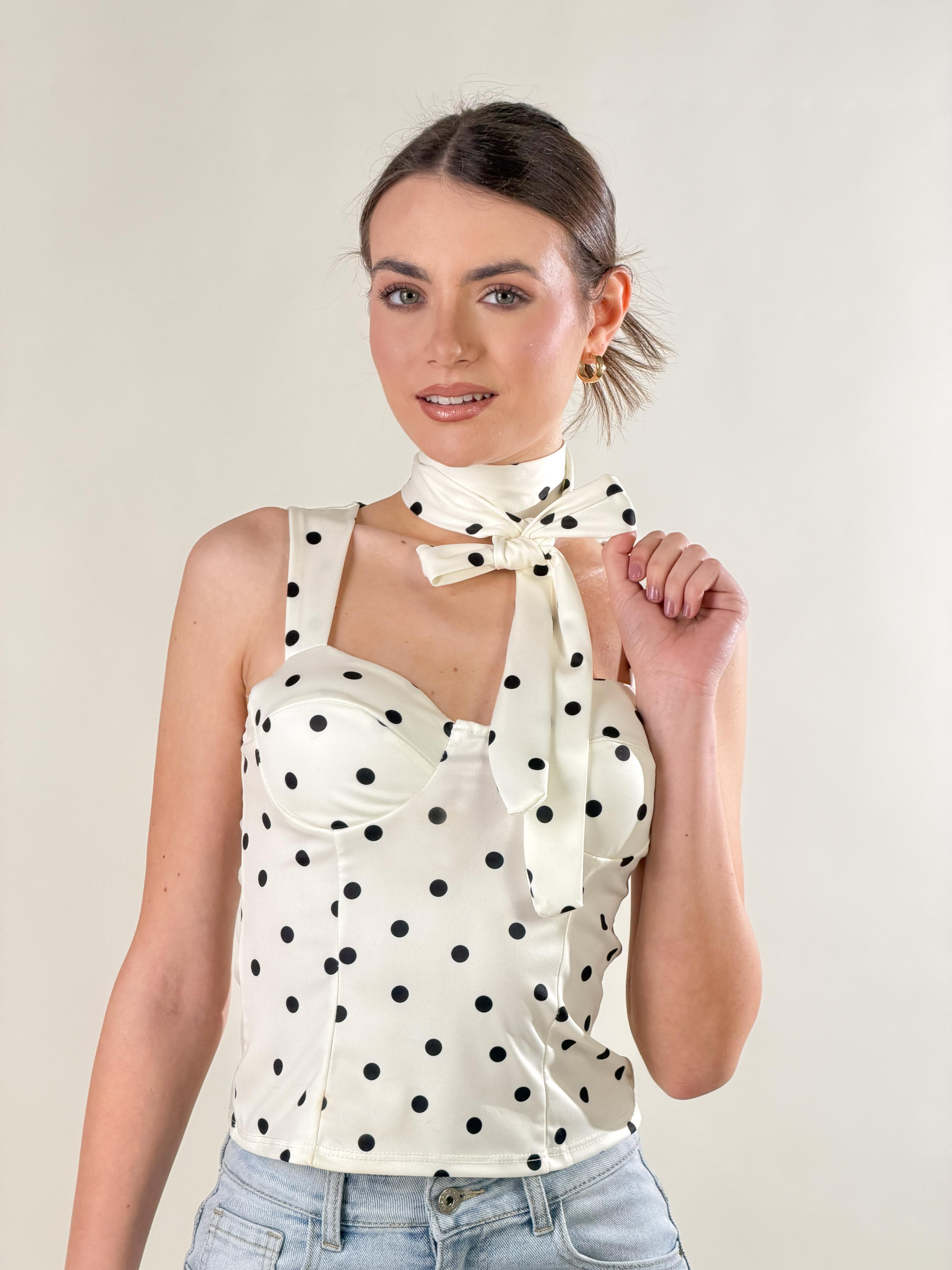 Top Bustier Pois|Colore:Bianco