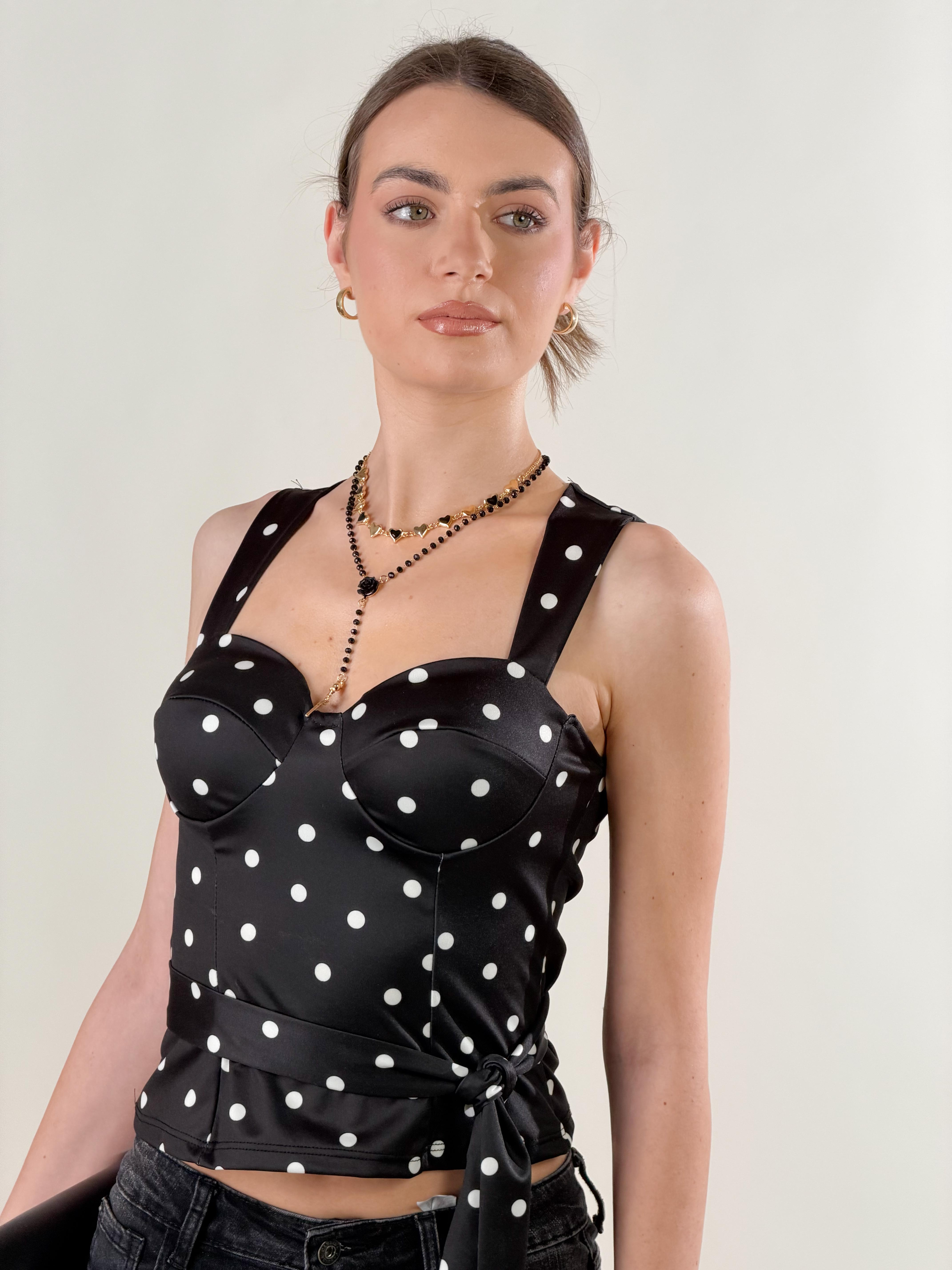 Top Bustier Pois|Colore:Nero
