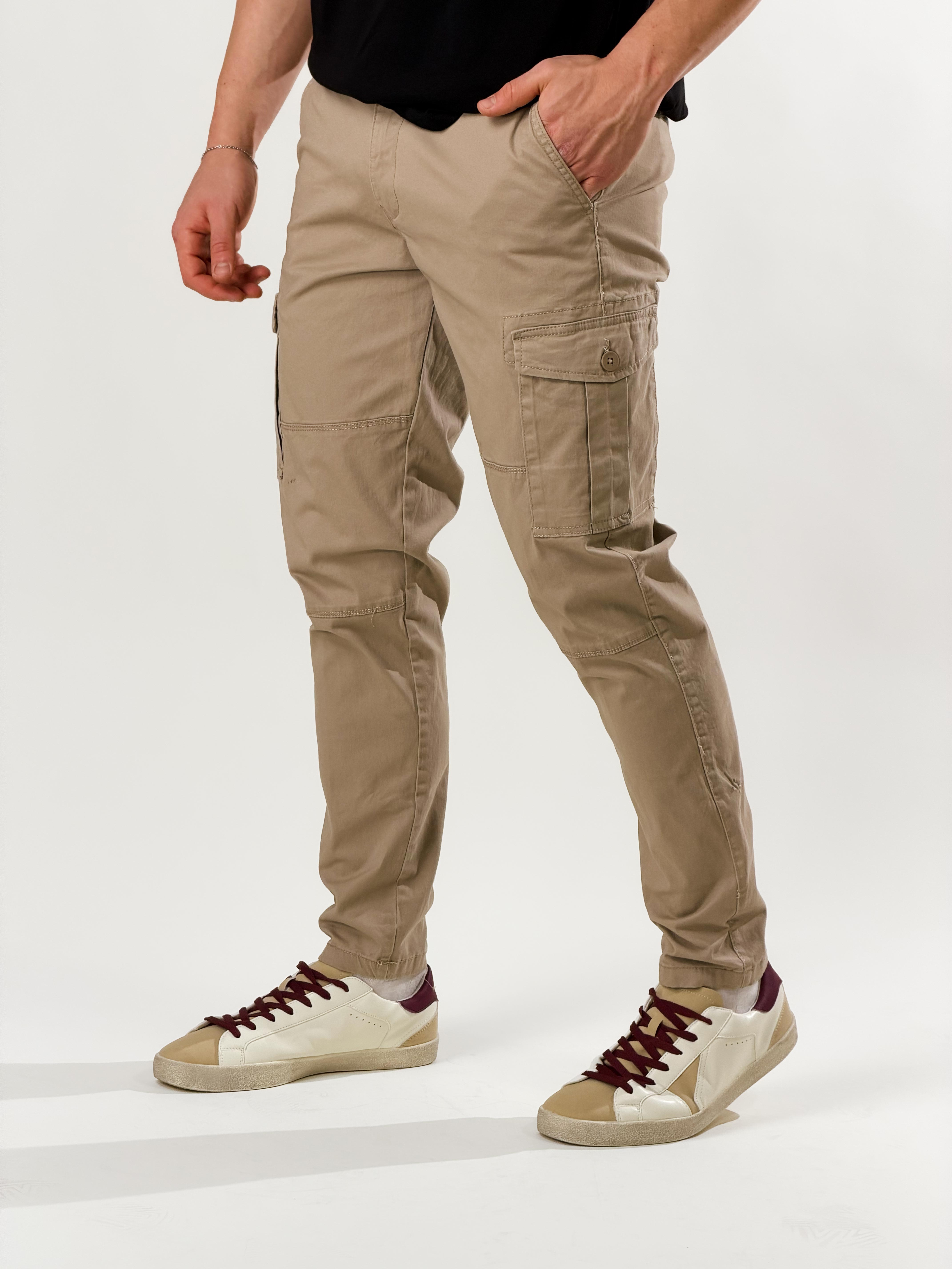 Pantaloni Cargo Slim Fit|Colore:Beige