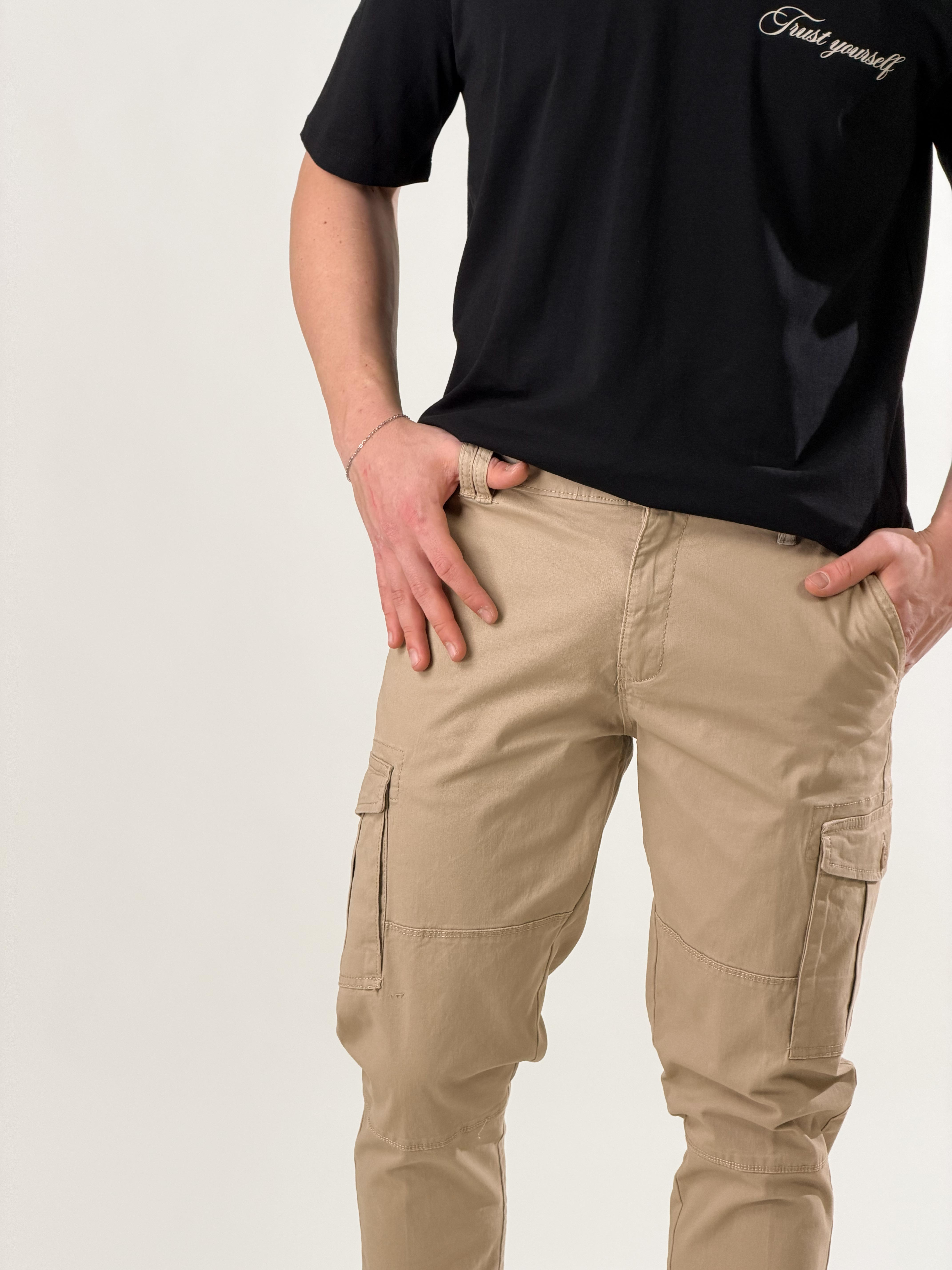 Pantaloni Cargo Slim Fit|Colore:Beige