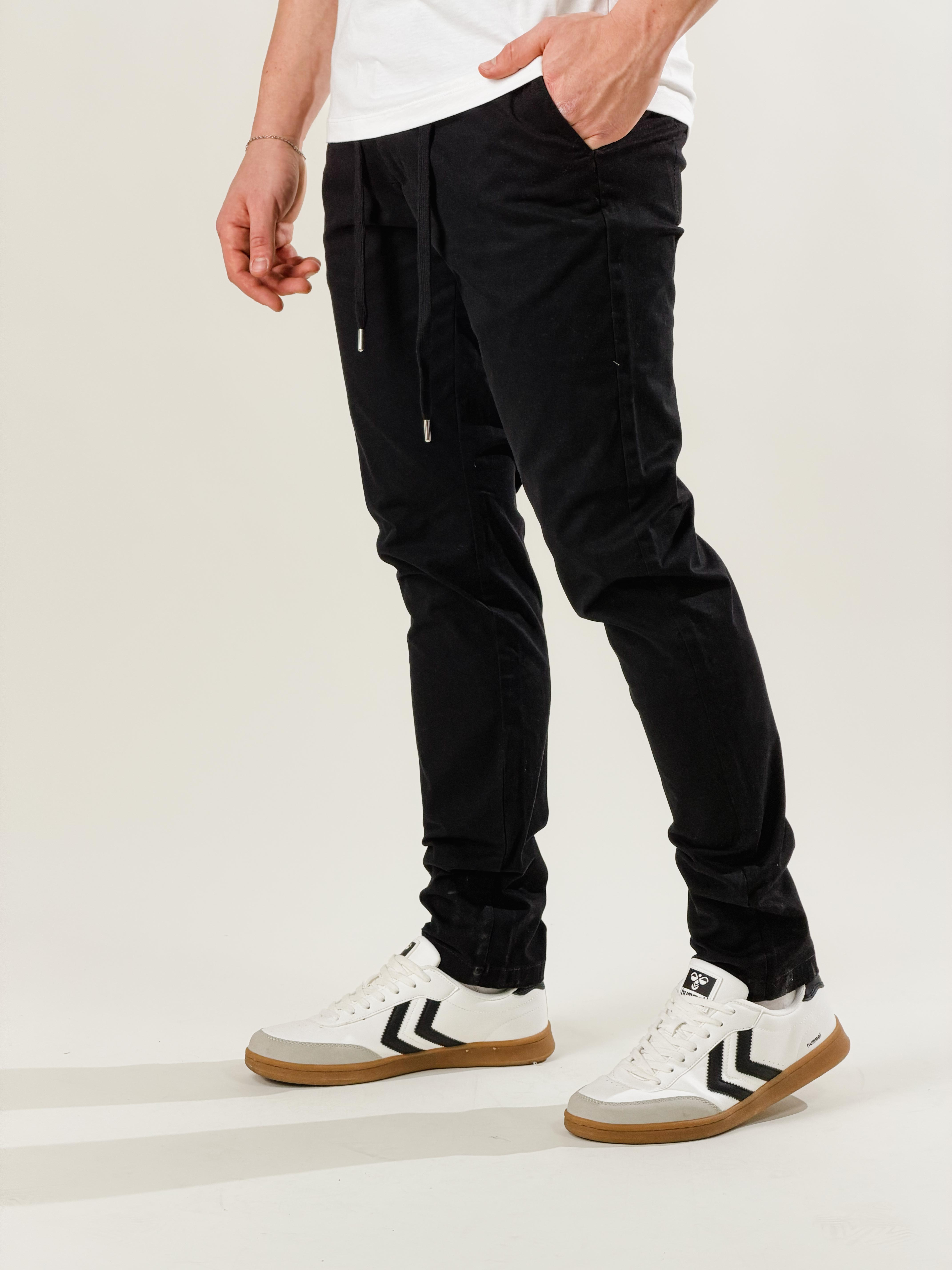 Pantalone slim fit con coulisse|Colore:Nero