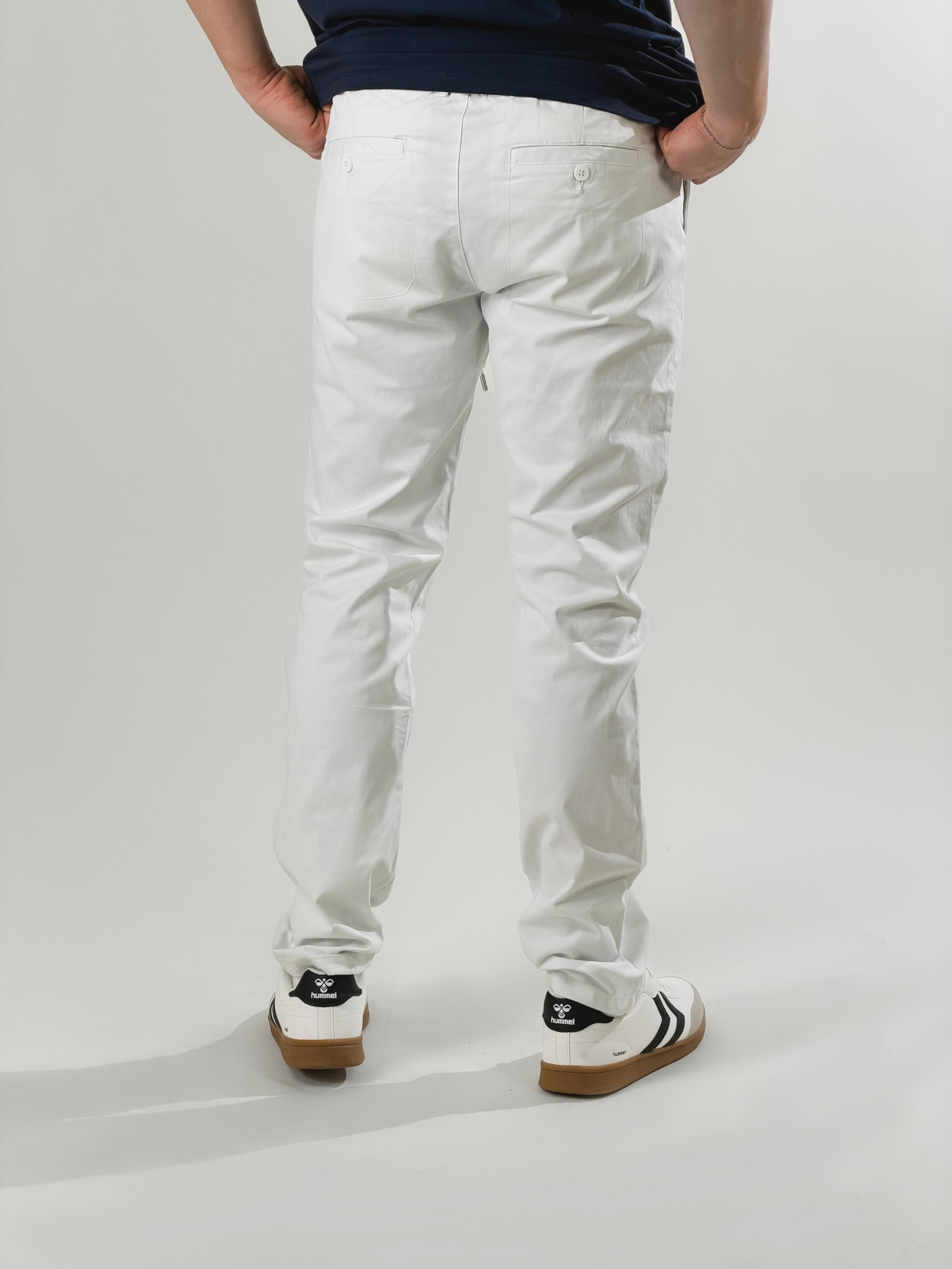 Pantalone slim fit con coulisse|Colore:Bianco