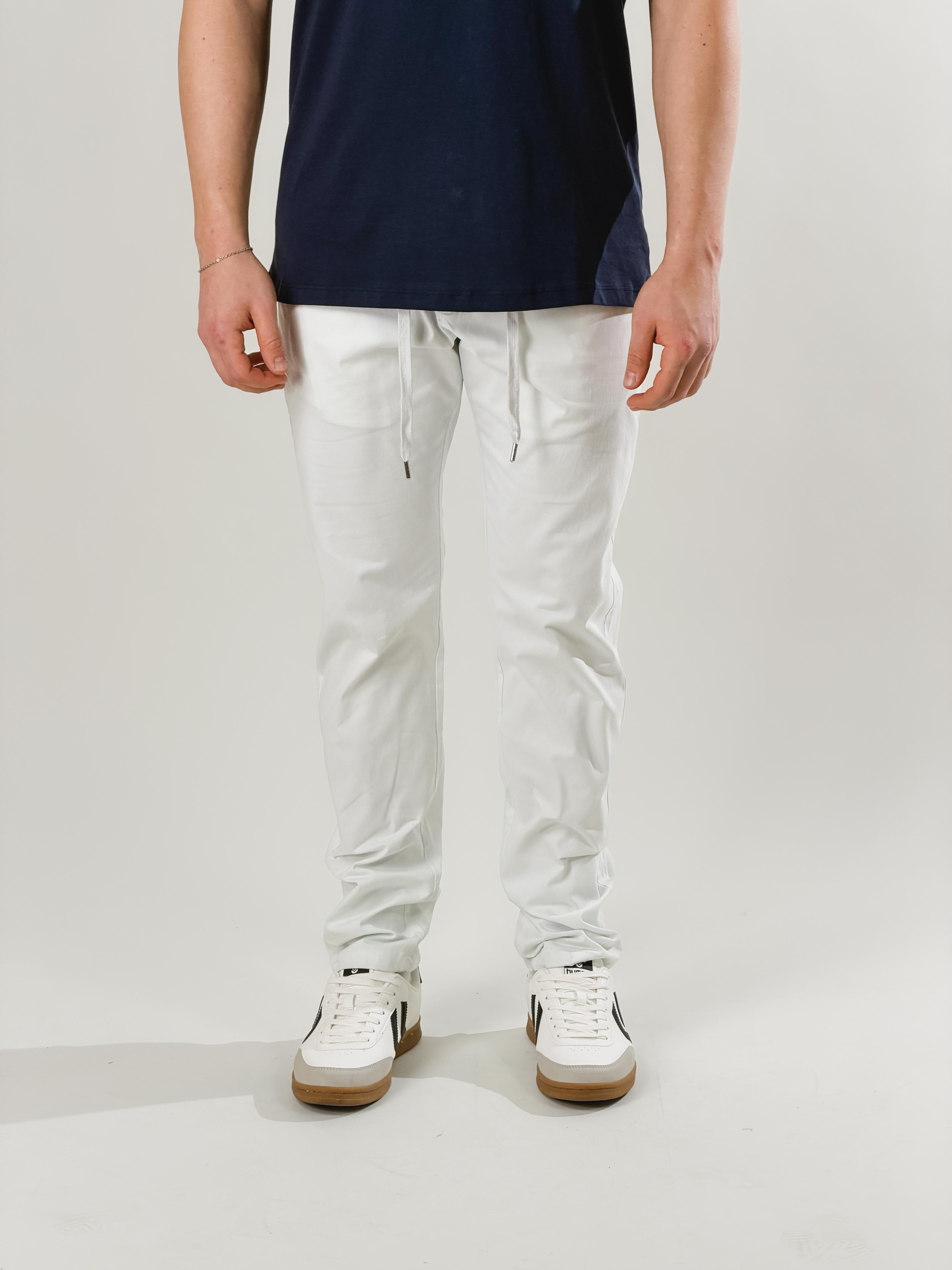 Pantalone slim fit con coulisse|Colore:Bianco