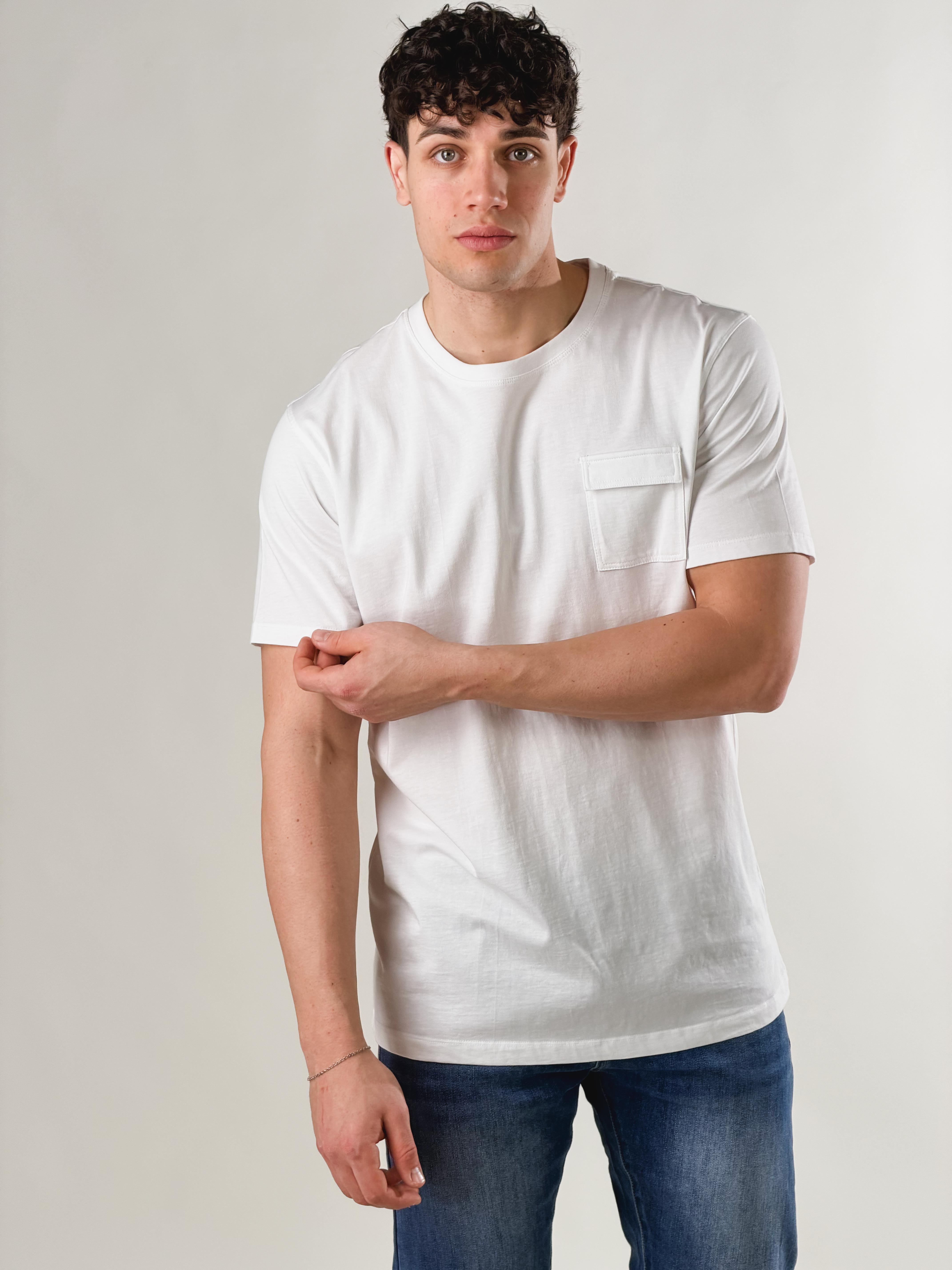 T-Shirt taschino loose fit|Colore:Bianco