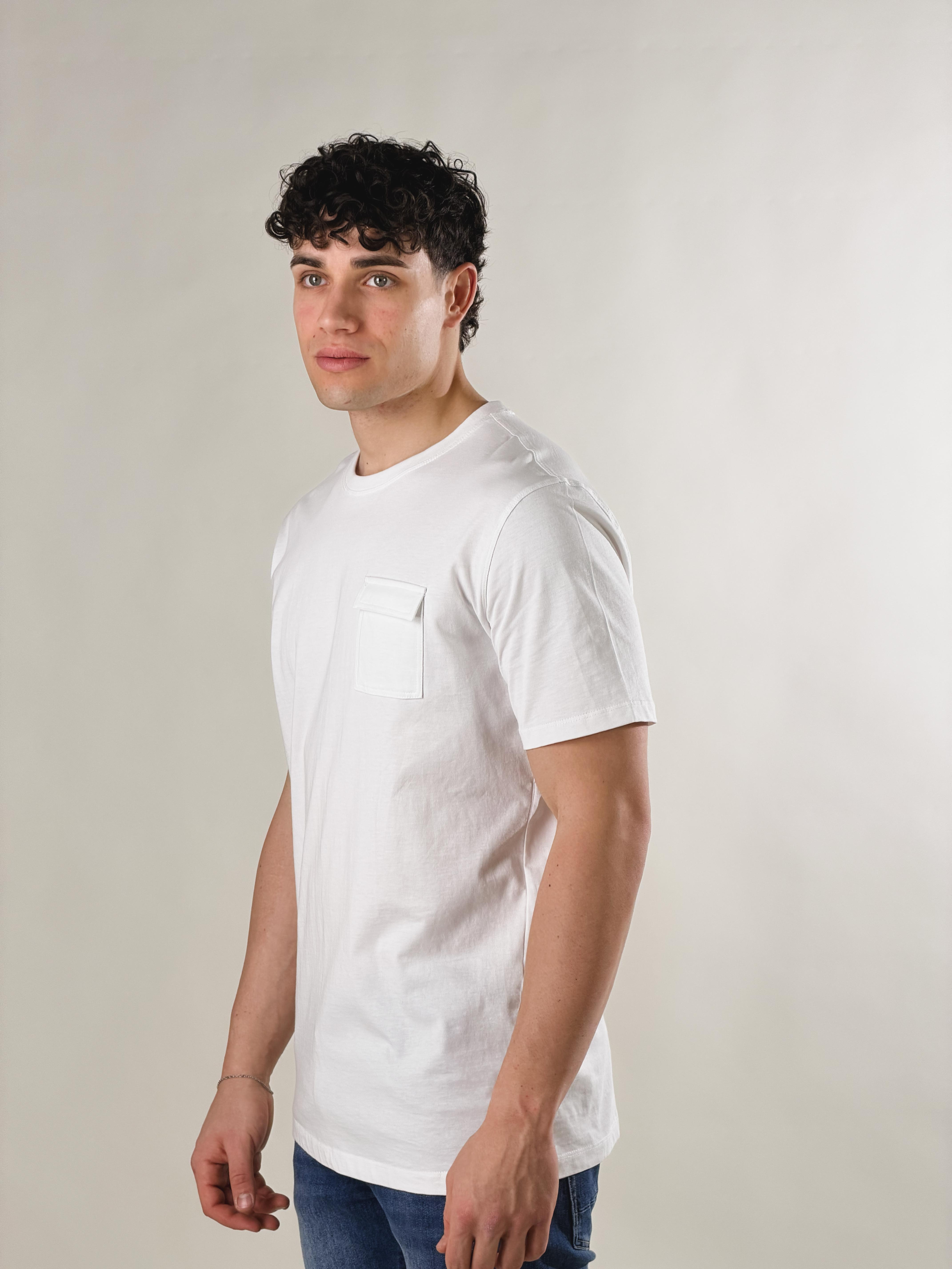 T-Shirt taschino loose fit|Colore:Bianco