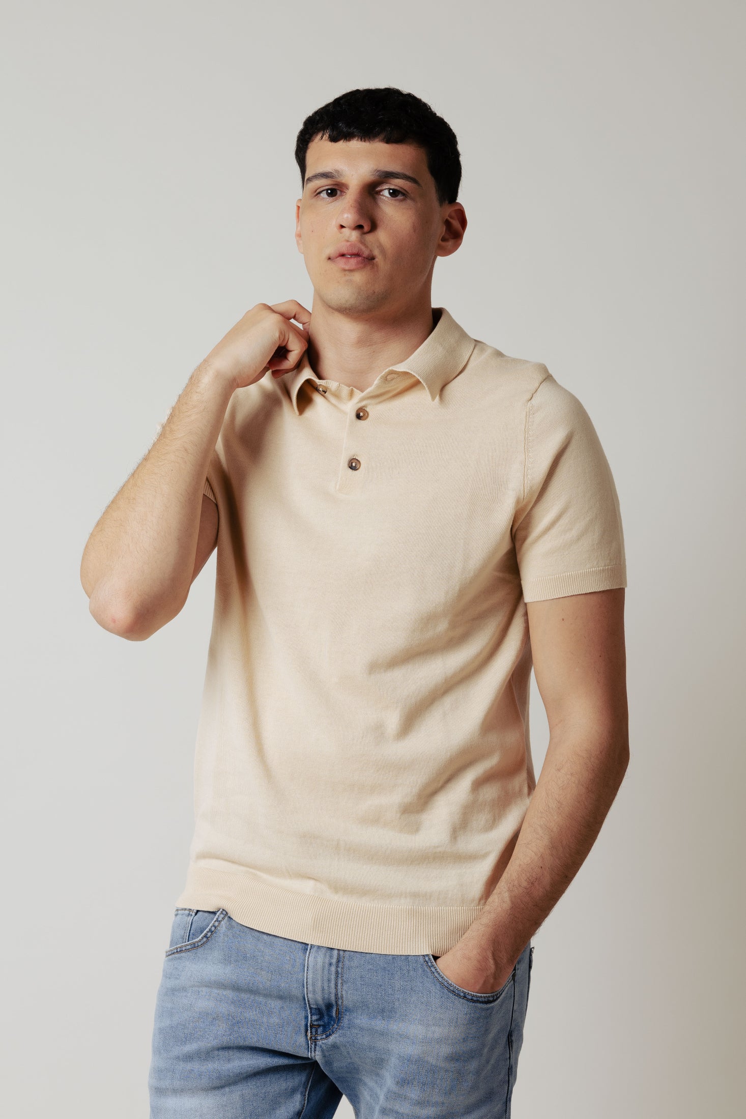 Polo in maglia|Colore:Beige