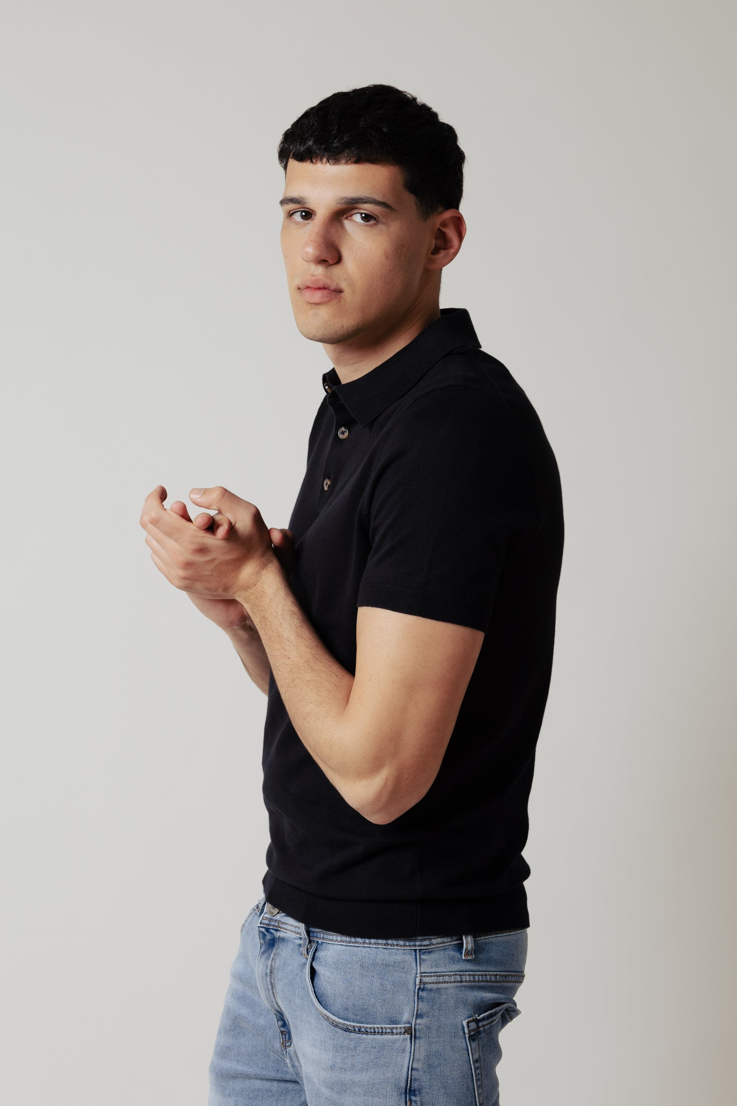 Polo in maglia|Colore:Nero